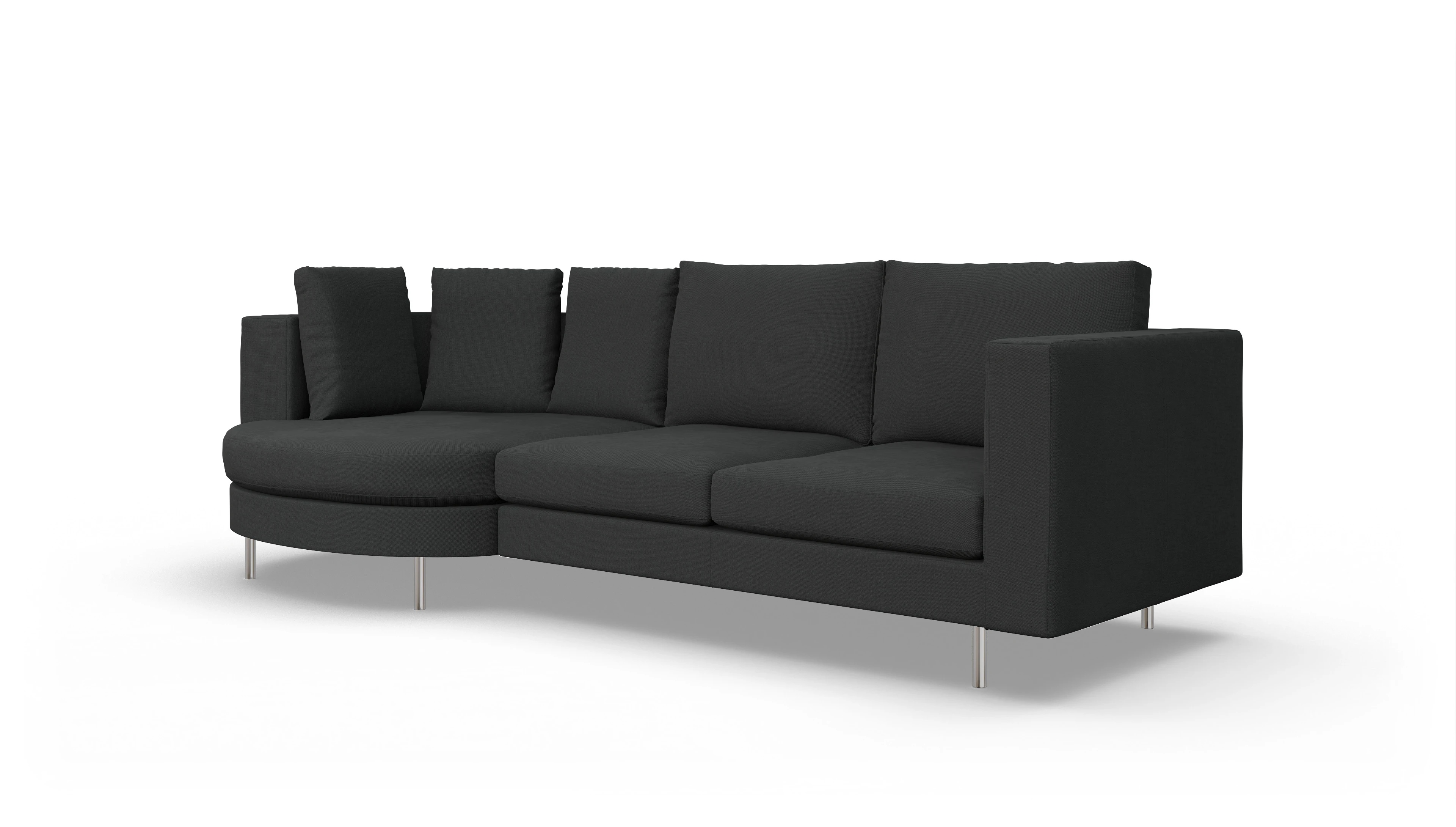 Ansicht des Produktes Silea Sofa mit Rec links in Stoff schwarz
