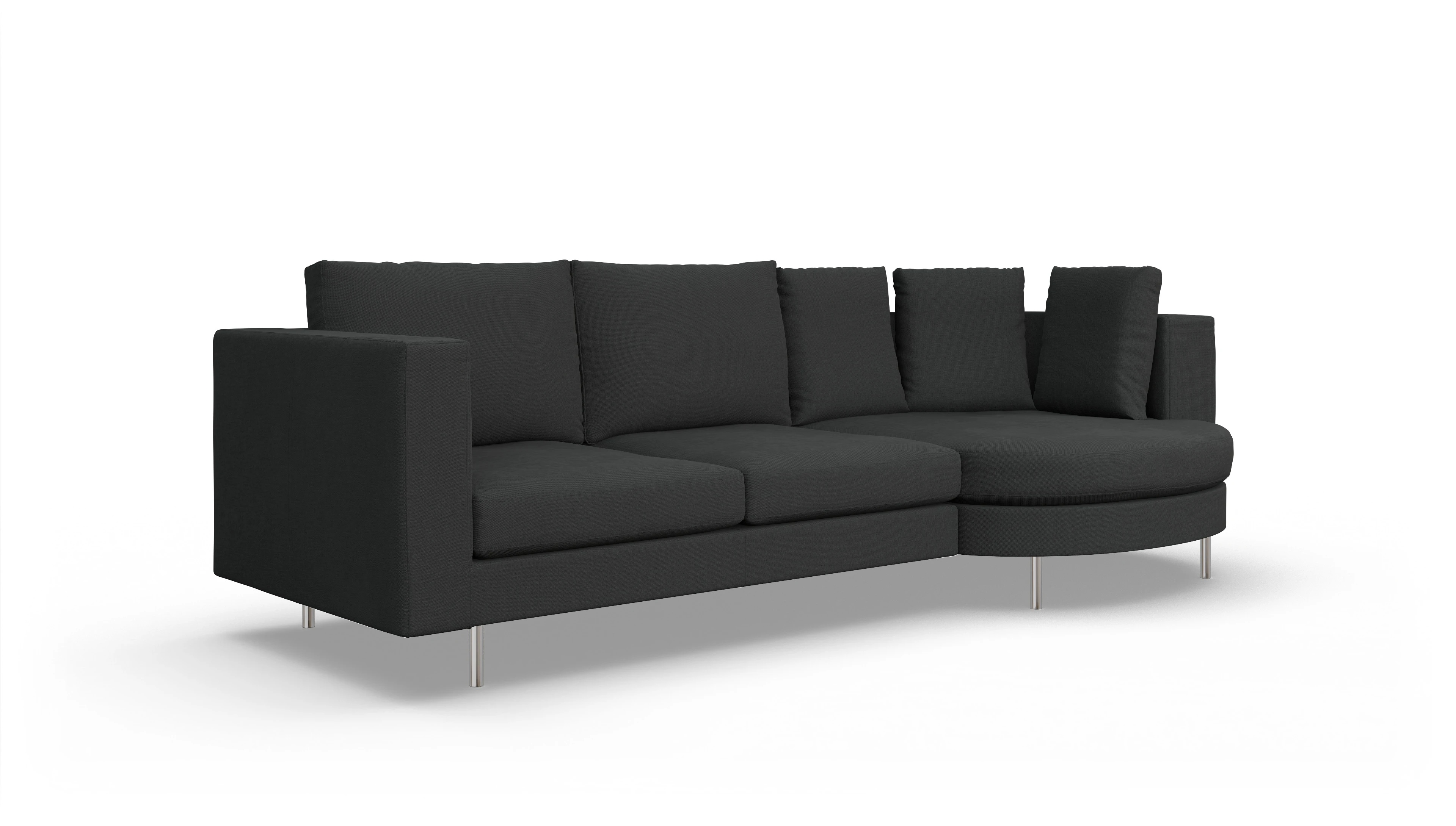 Design-Sofa Silea Ansicht des Produktes Silea Sofa mit Rec rechts in Stoff schwarz