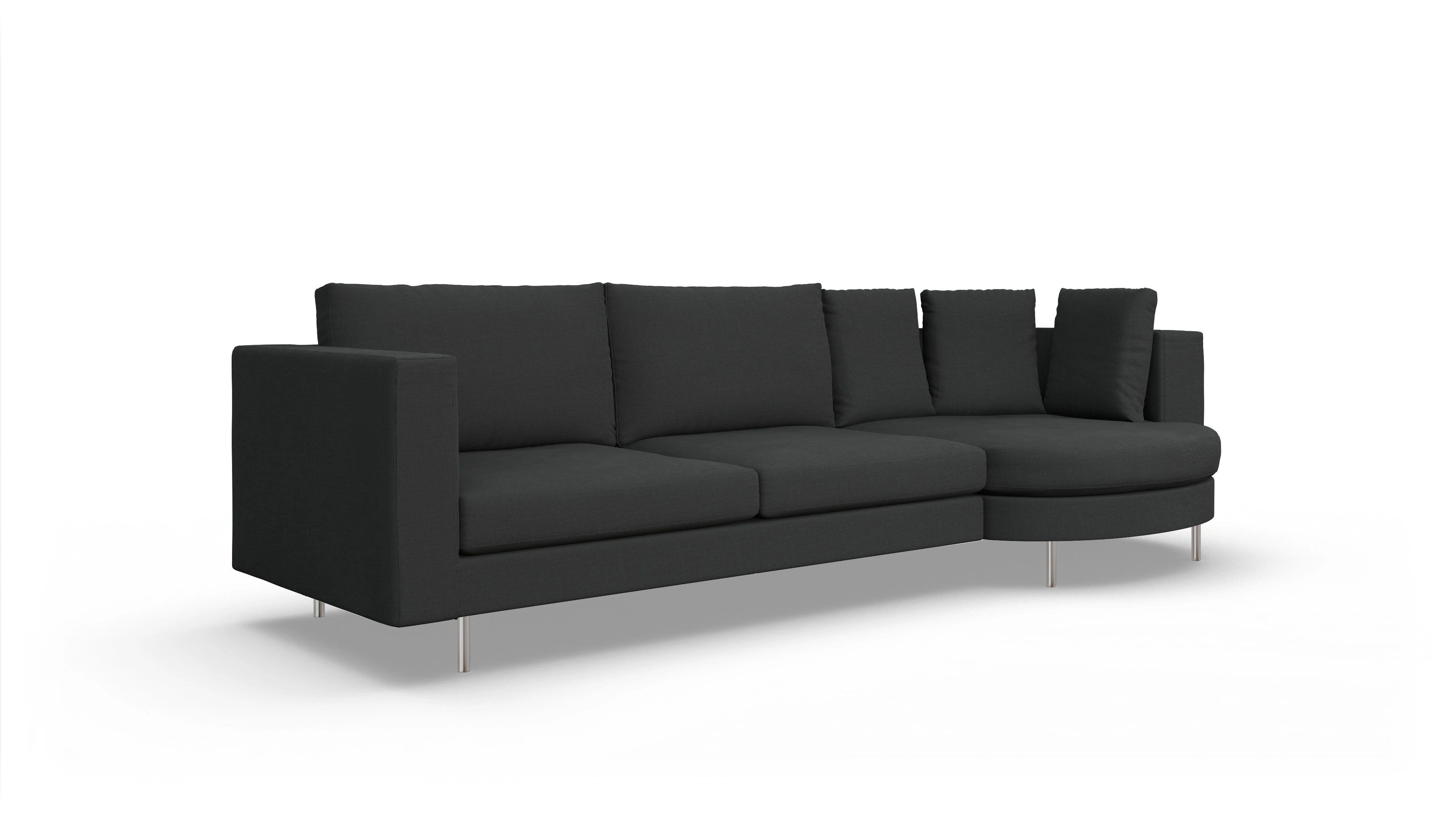 Ansicht des Produktes Silea Sofa mit Rec rechts in Stoff schwarz