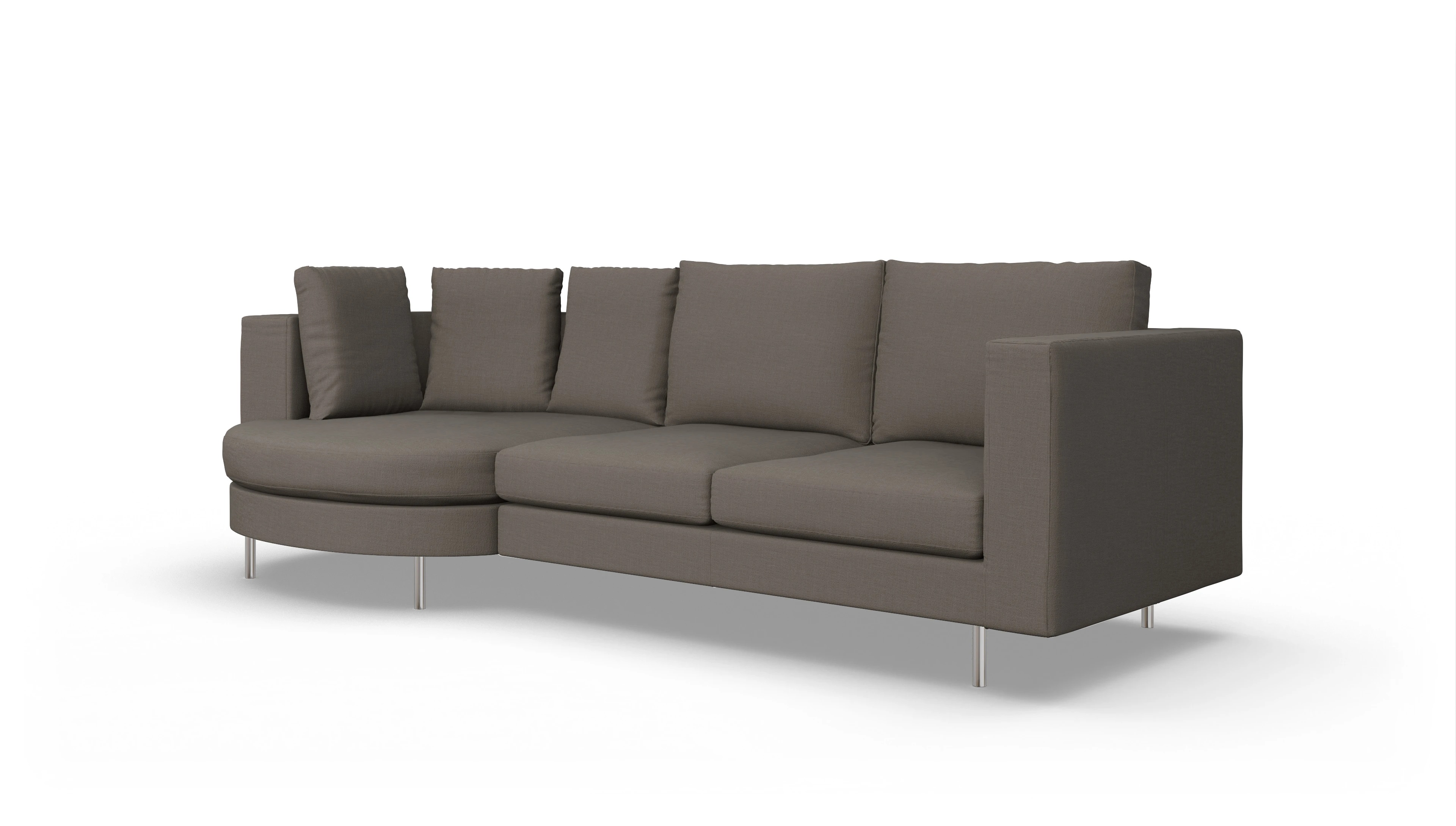 Ansicht des Produktes Silea Sofa mit Rec links in Stoff braun