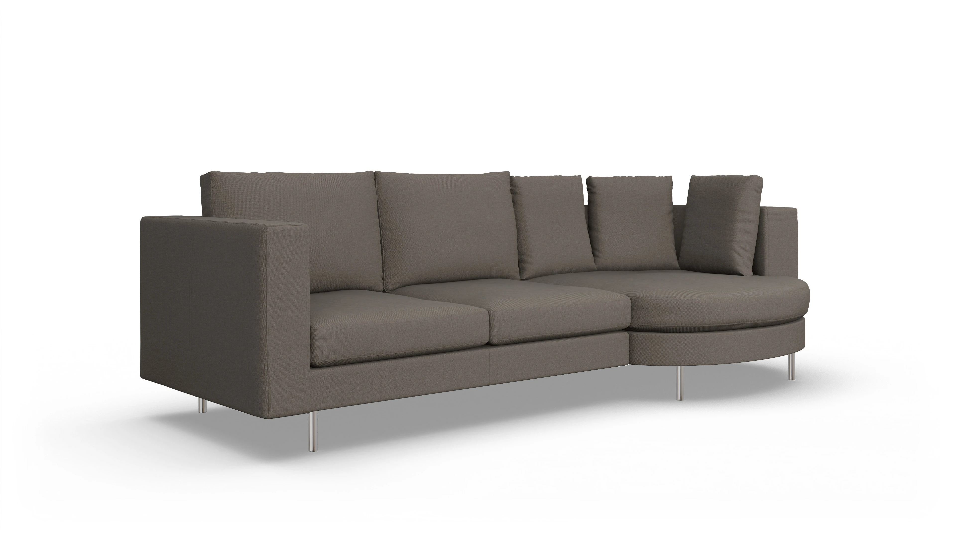 Ansicht des Produktes Silea Sofa mit Rec rechts in Stoff braun