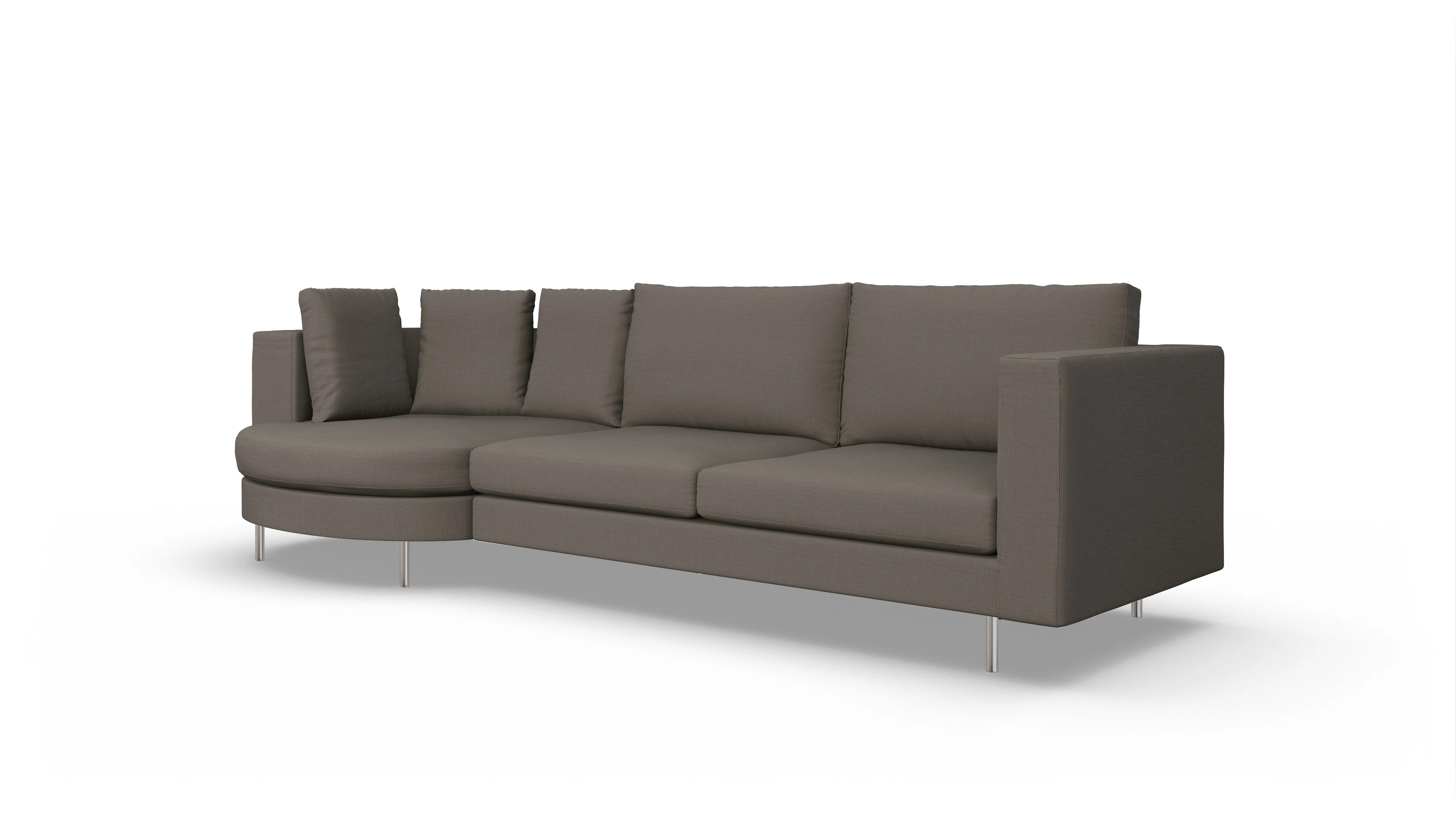 Ansicht des Produktes Silea Sofa mit Rec rechts in Stoff braun