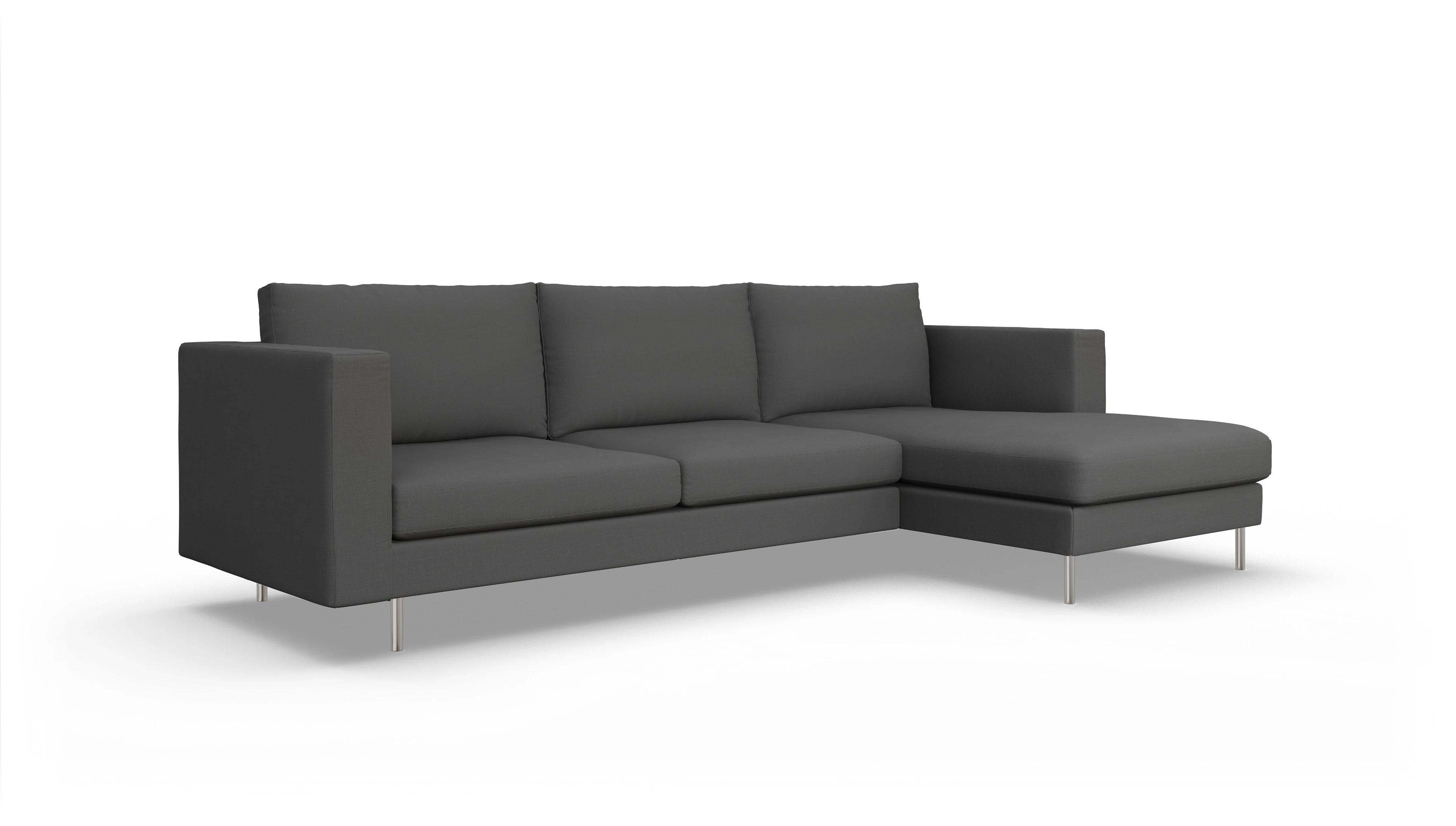 Design-Sofa Silea Ansicht des Produktes Silea Sofa mit Rec rechts in Stoff schwarz