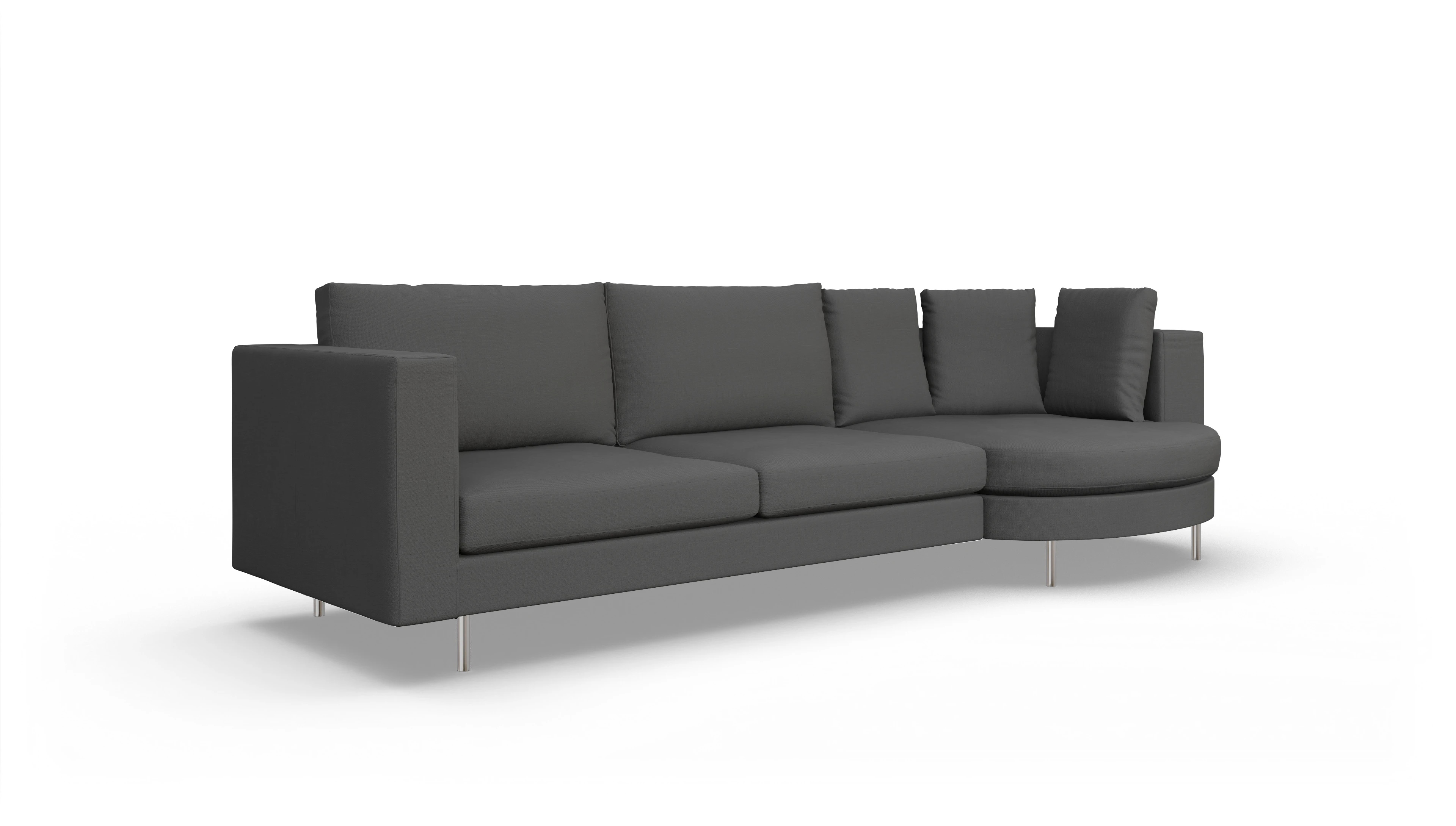 Ansicht des Produktes Silea Sofa mit Rec rechts in Stoff schwarz