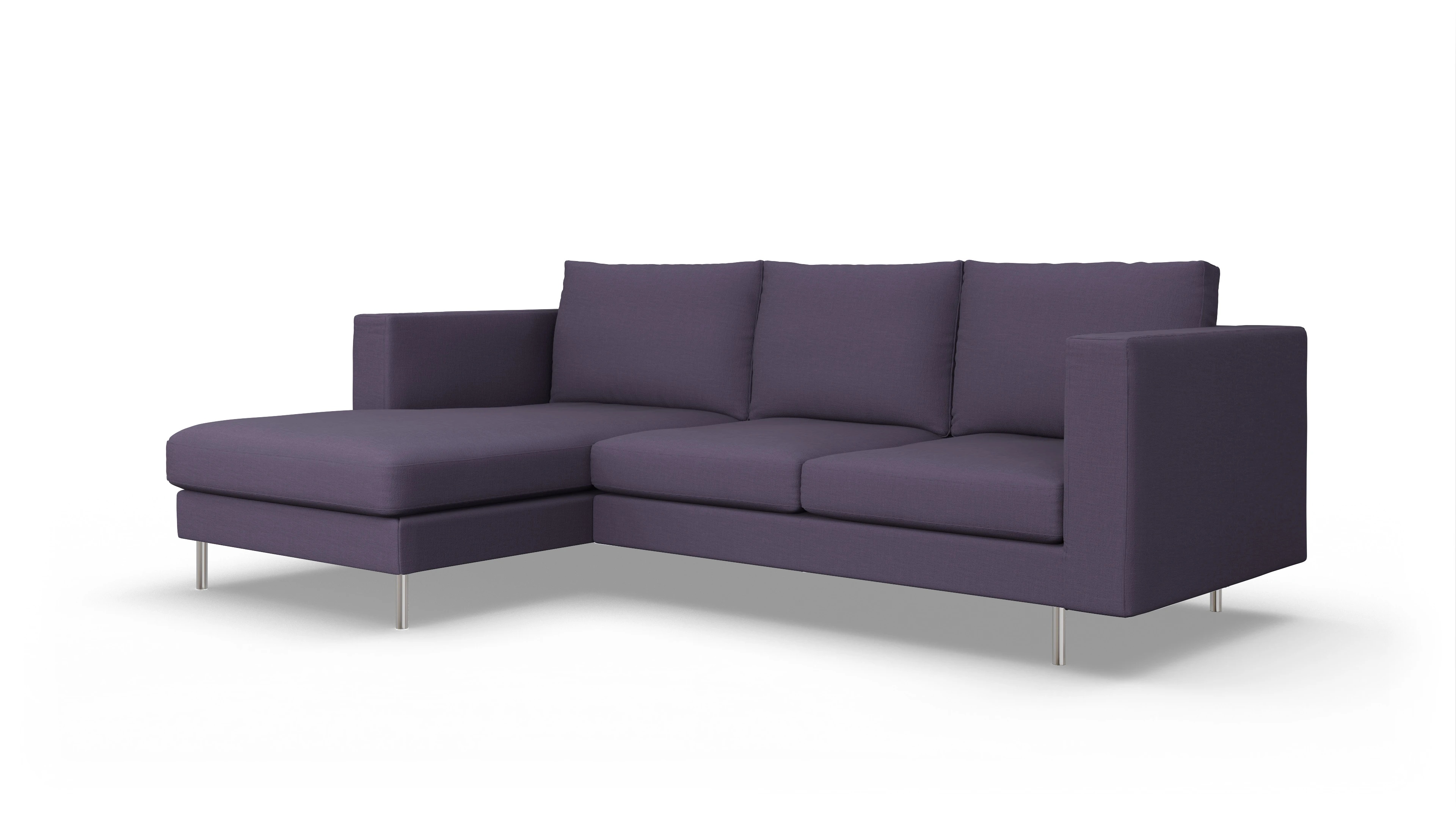 Design-Sofa Silea Ansicht des Produktes Silea Sofa mit Rec links in Stoff blau