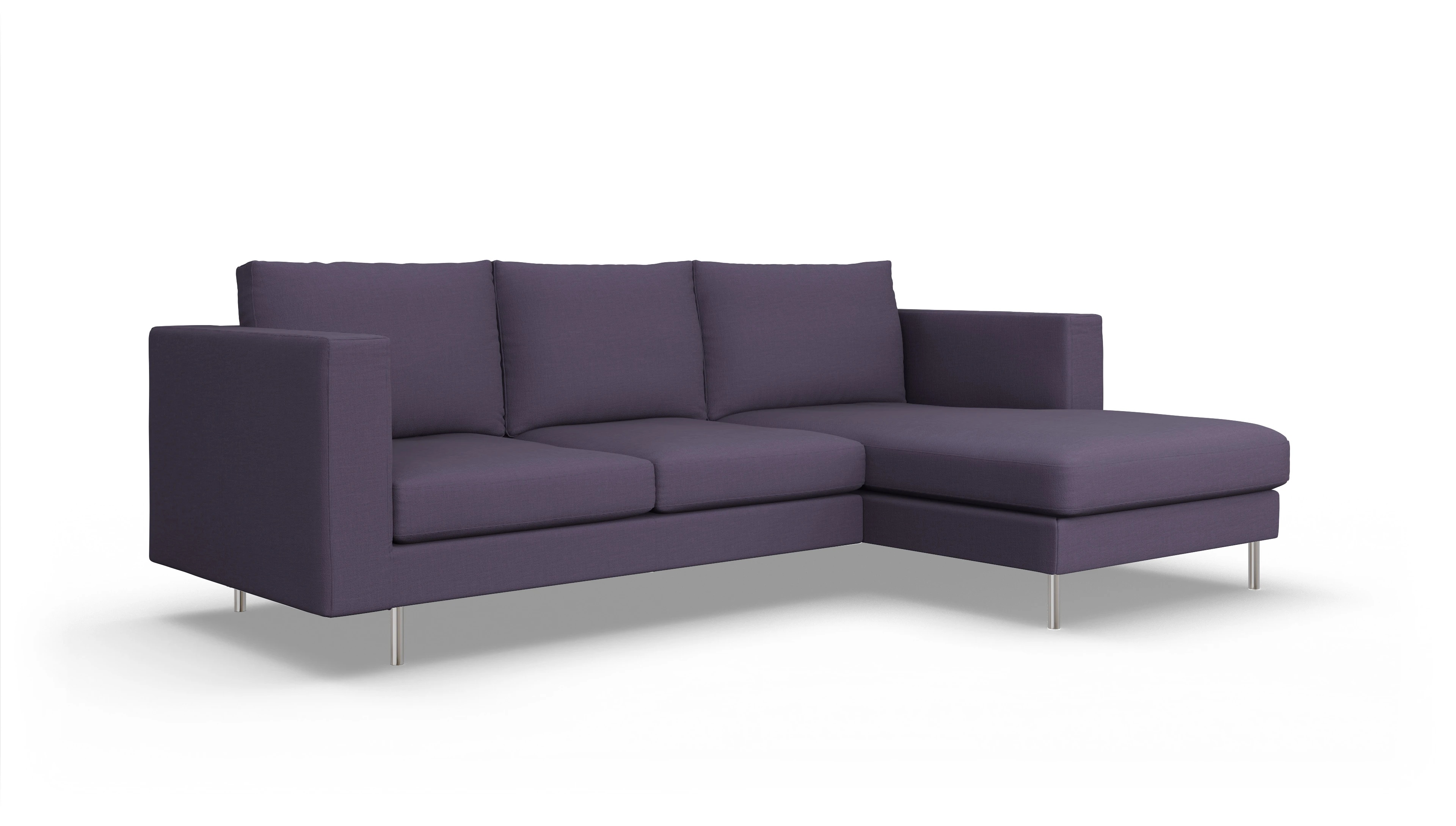 Design-Sofa Silea Ansicht des Produktes Silea Sofa mit Rec rechts in Stoff blau