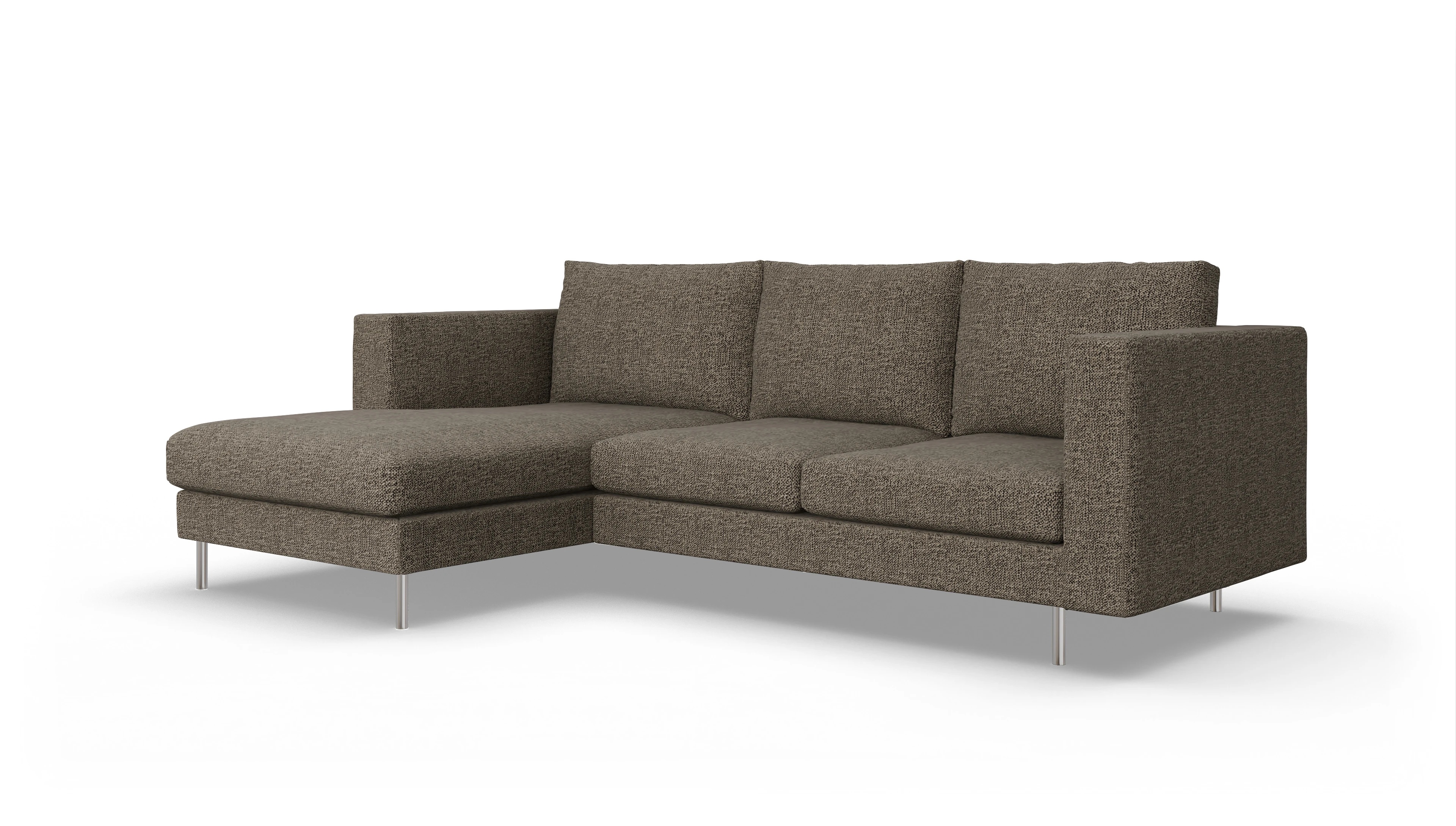 Design-Sofa Silea Ansicht des Produktes Silea Sofa mit Rec links in Stoff braun
