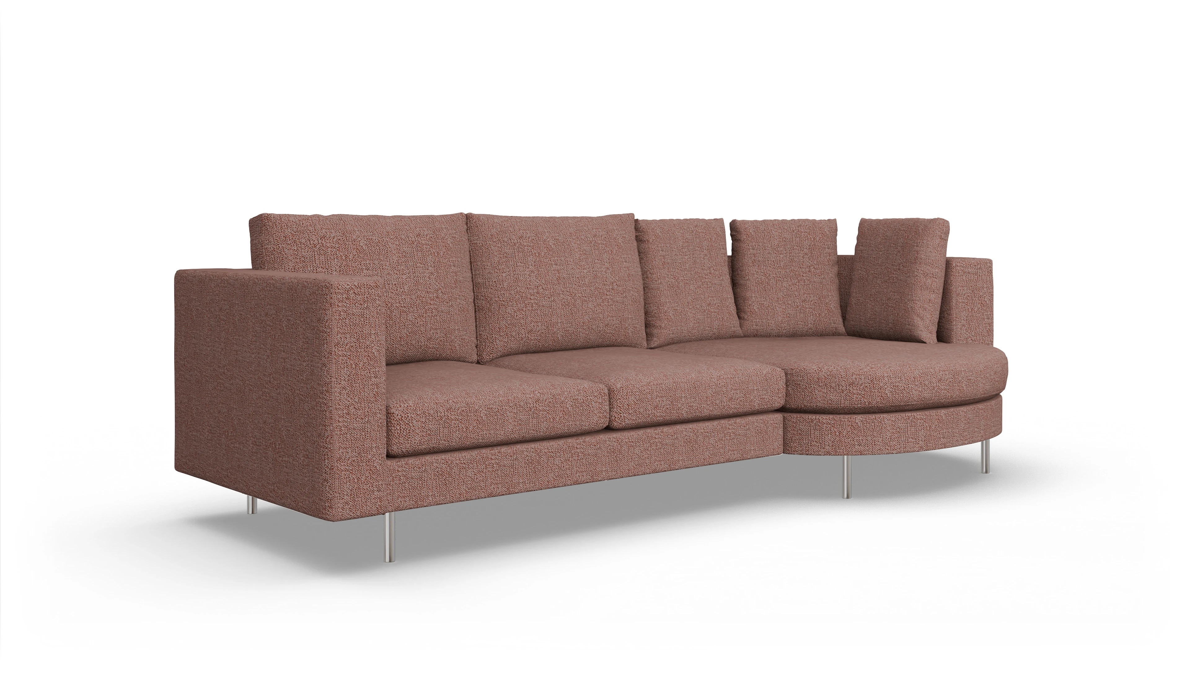 Ansicht des Produktes Silea Sofa mit Rec rechts in Stoff rot
