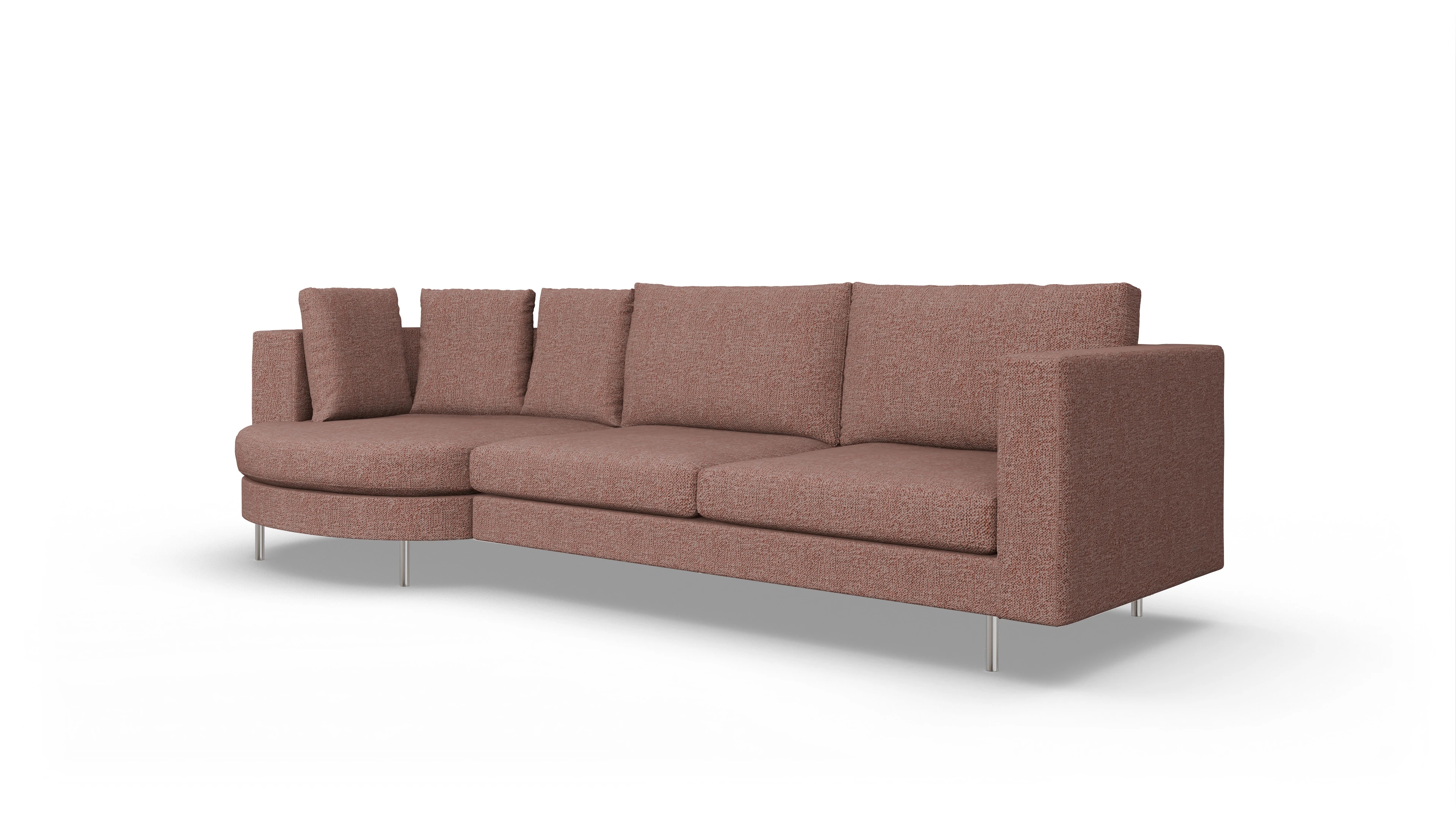 Ansicht des Produktes Silea Sofa mit Rec rechts in Stoff rot