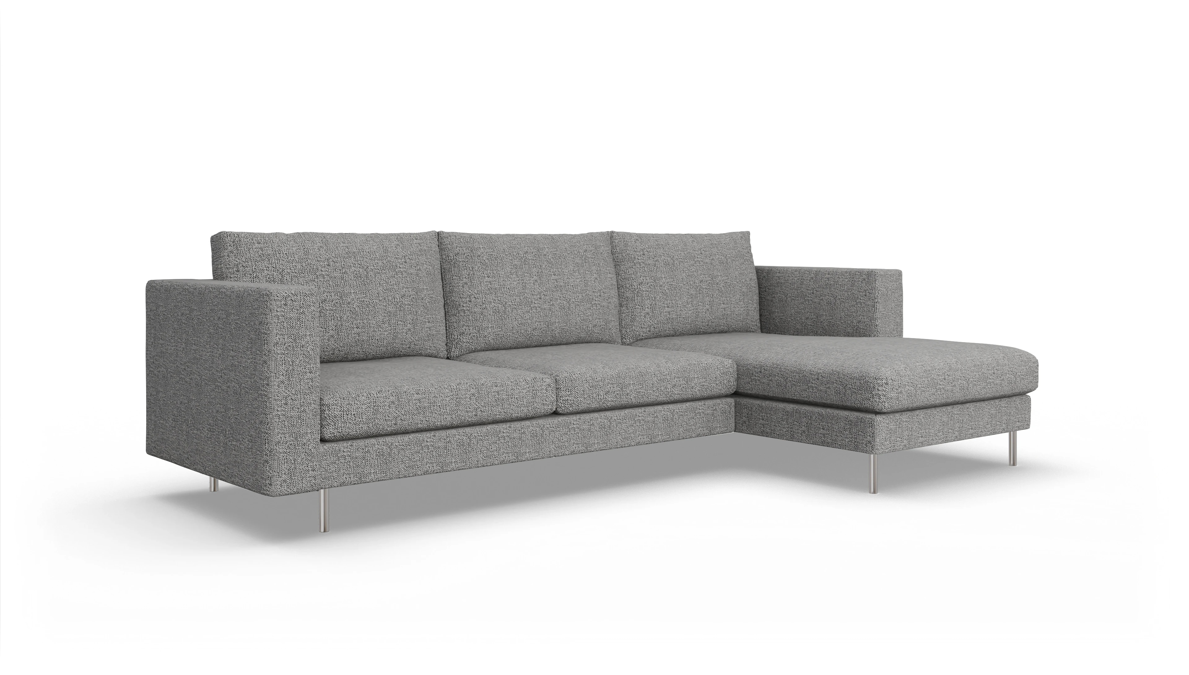 Design-Sofa Silea Ansicht des Produktes Silea Sofa mit Rec rechts in Stoff grau
