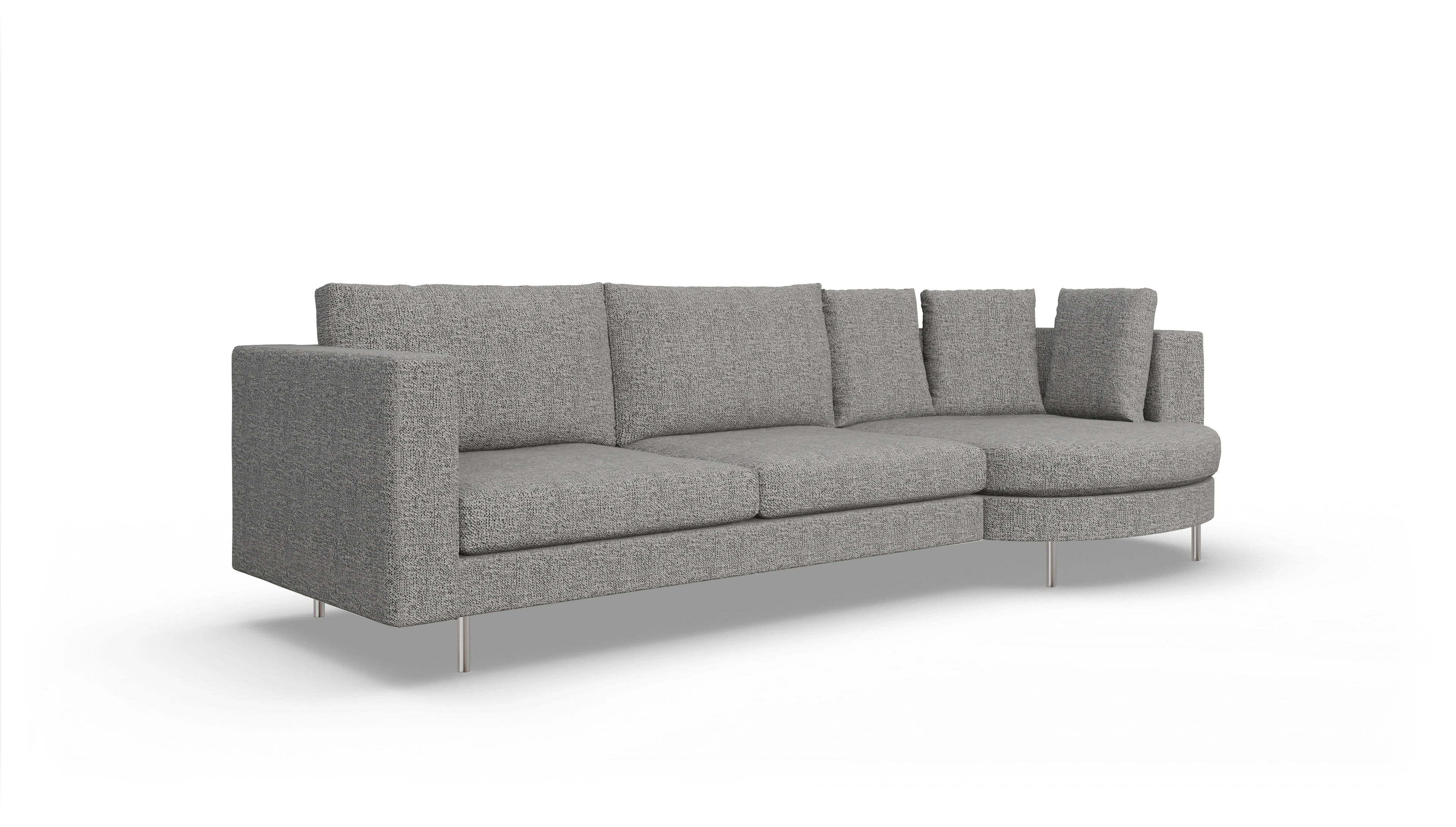 Design-Sofa Silea Ansicht des Produktes Silea Sofa mit Rec rechts in Stoff grau