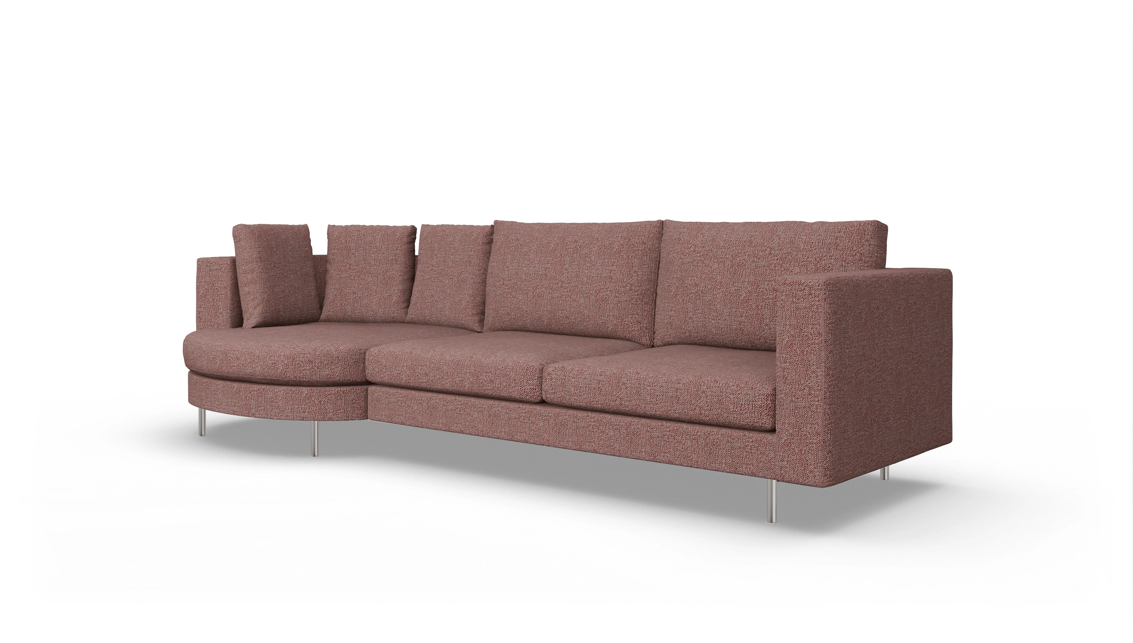 Design-Sofa Silea Ansicht des Produktes Silea Sofa mit Rec rechts in Stoff rot