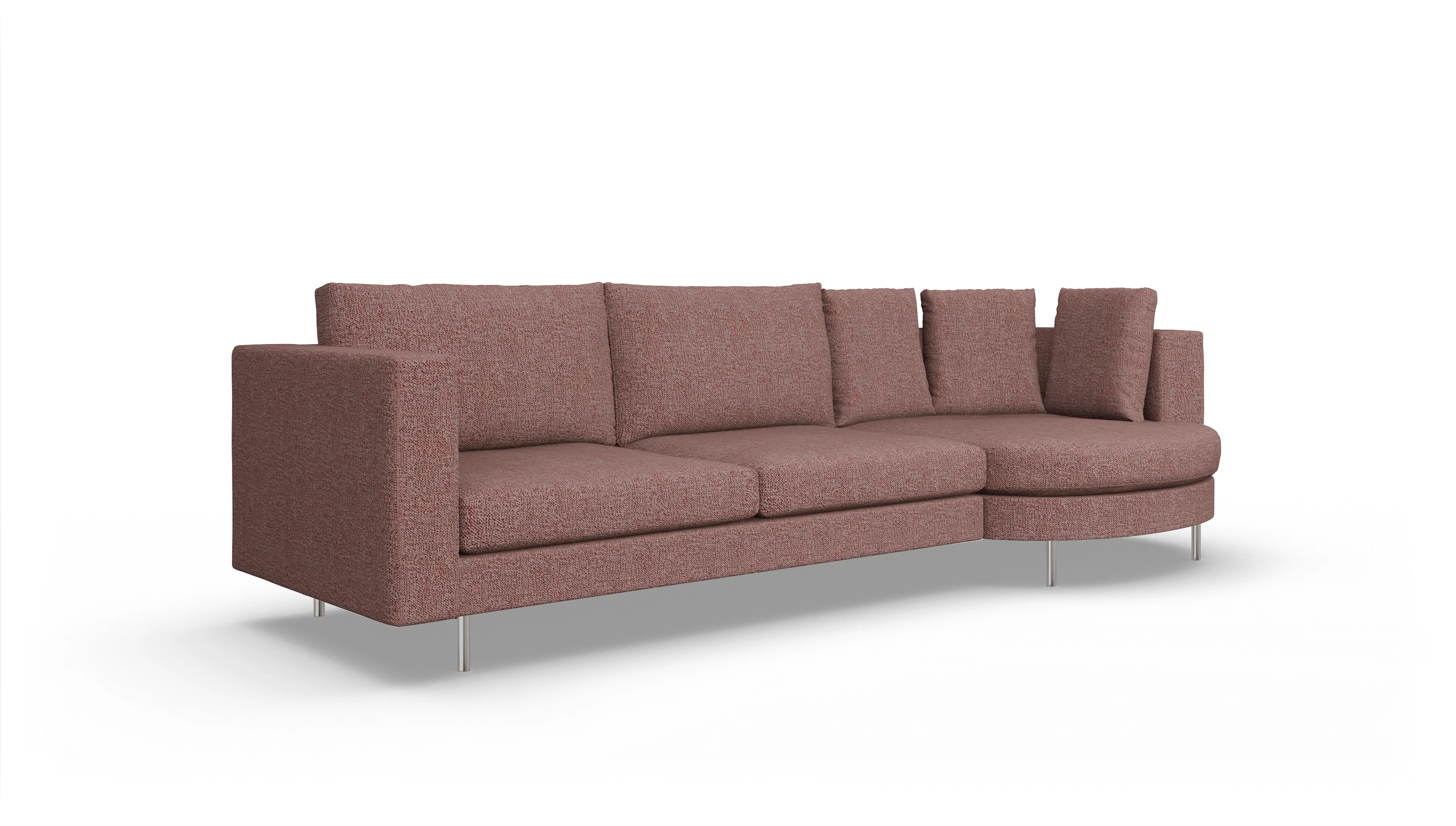 Ansicht des Produktes Silea Sofa mit Rec rechts in Stoff rot