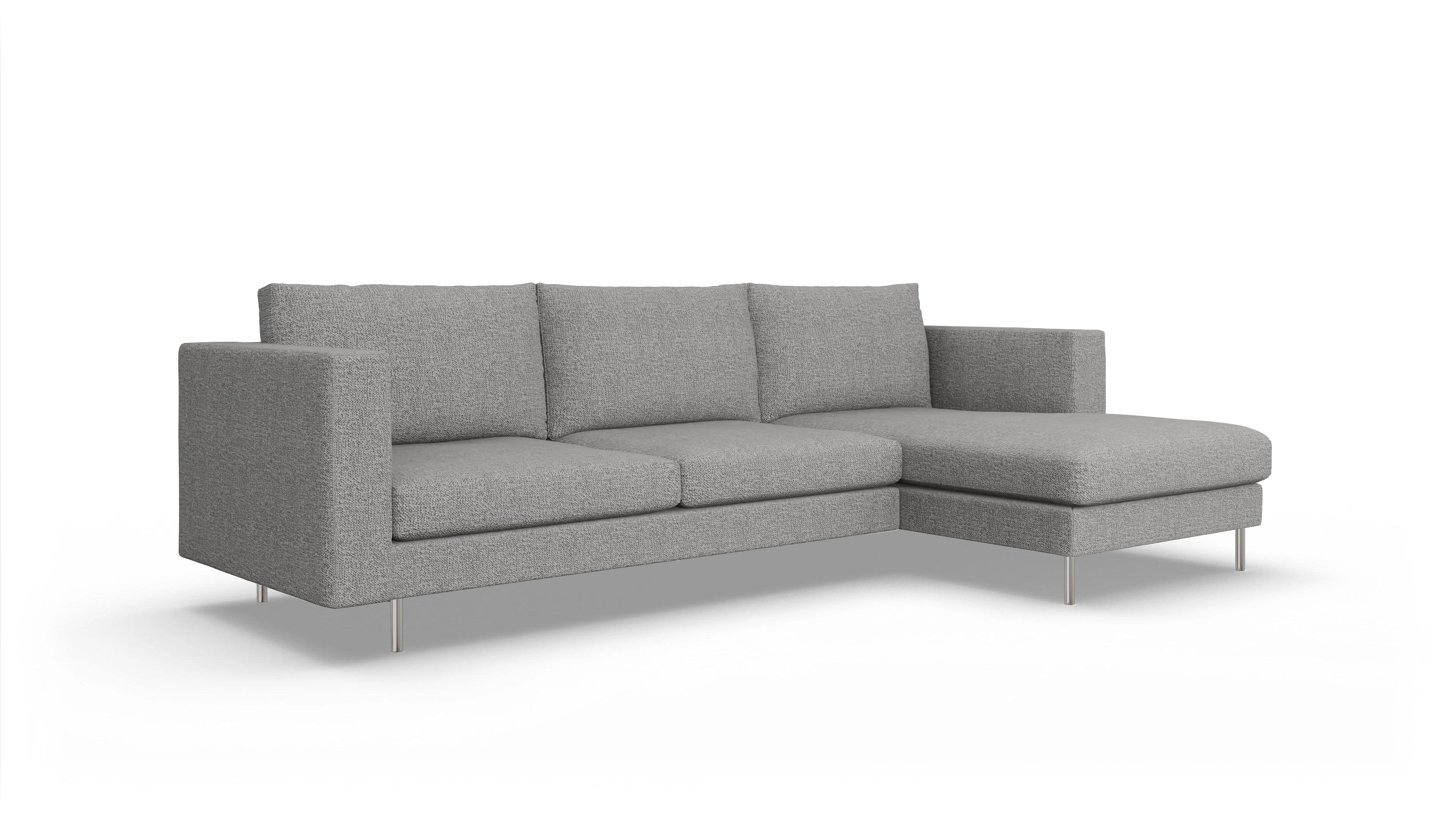 Design-Sofa Silea Ansicht des Produktes Silea Sofa mit Rec rechts in Stoff grau