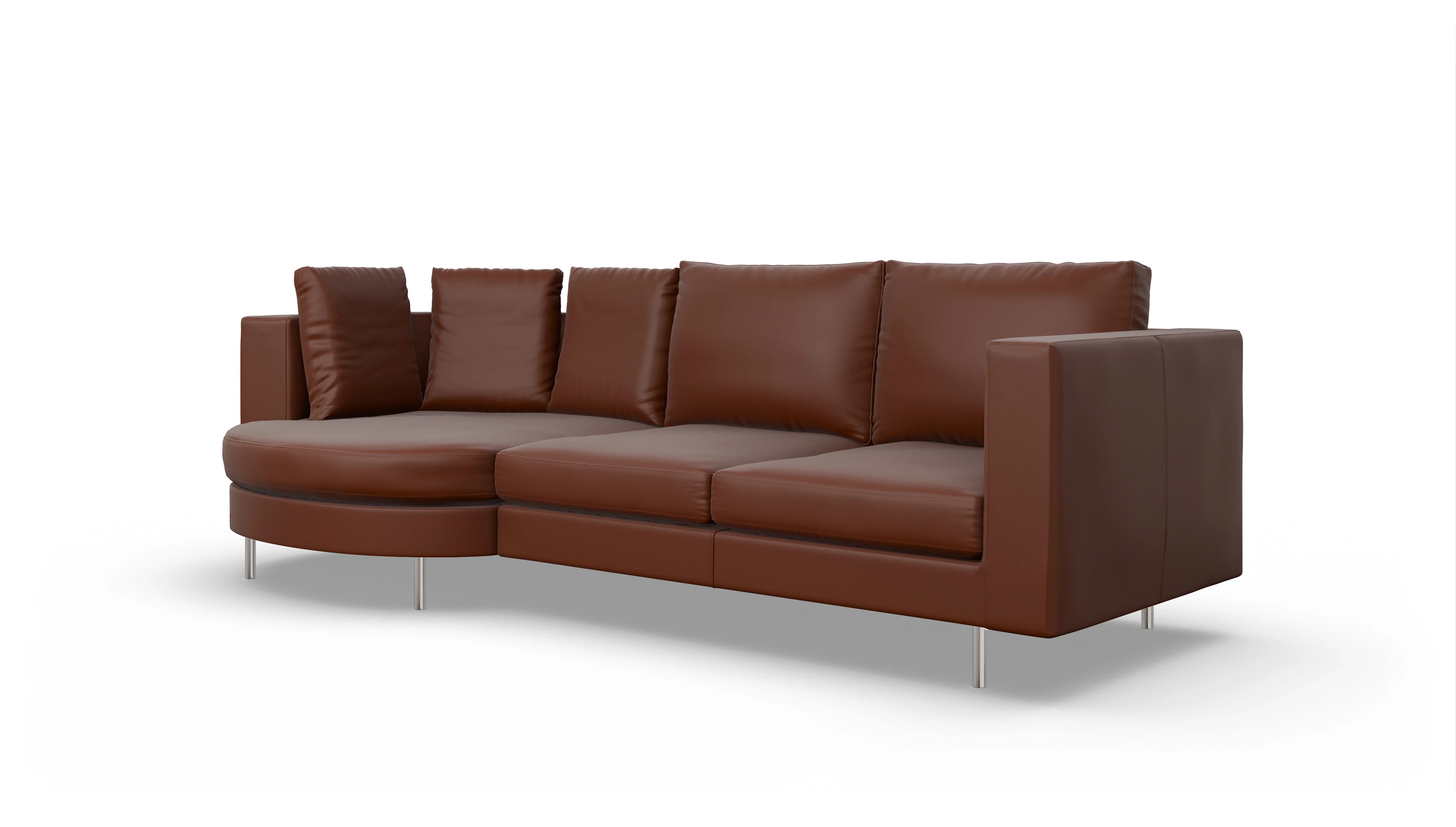 Ansicht des Produktes Silea Sofa mit Rec links in Leder braun