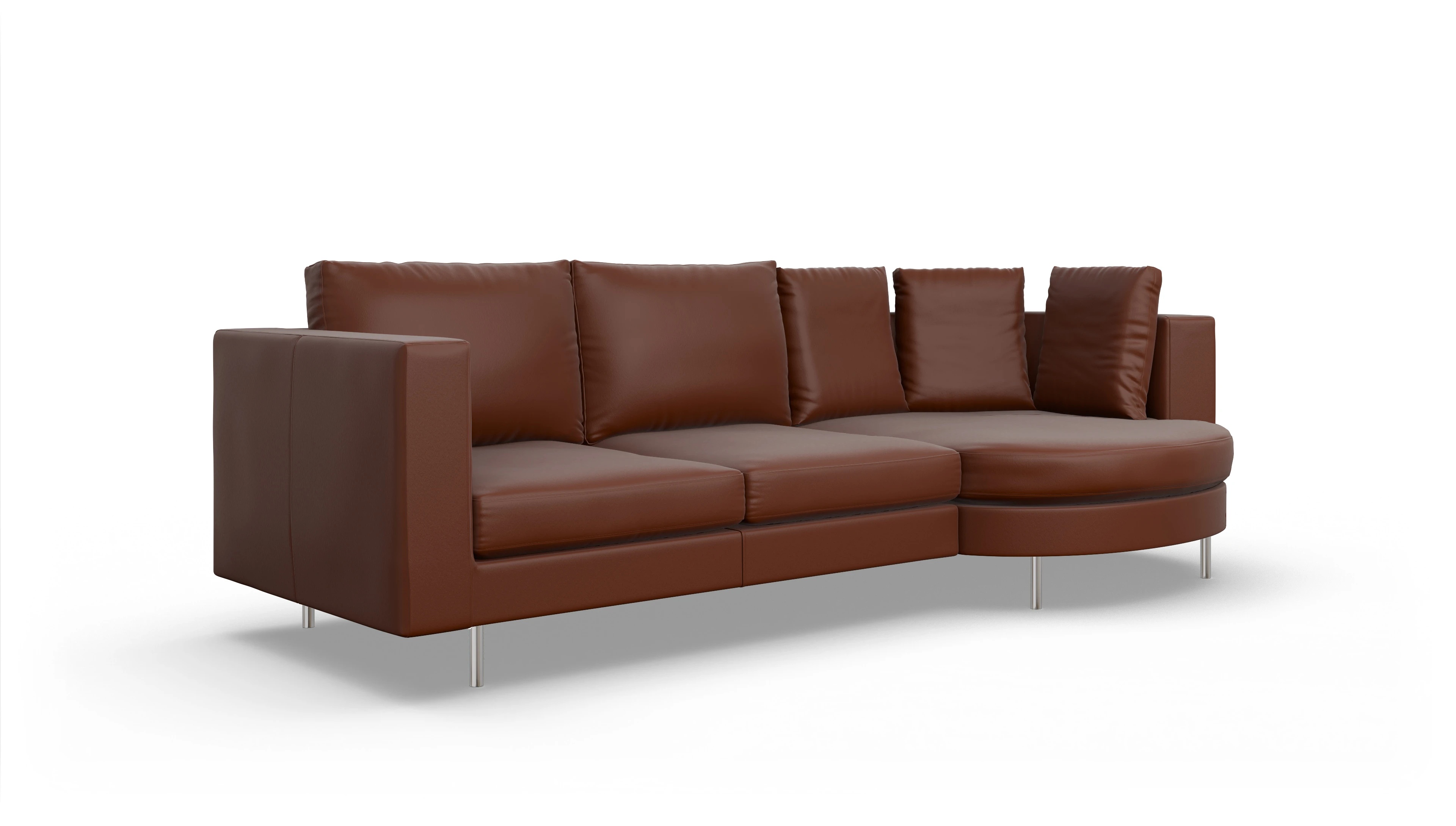 Ansicht des Produktes Silea Sofa mit Rec rechts in Leder braun