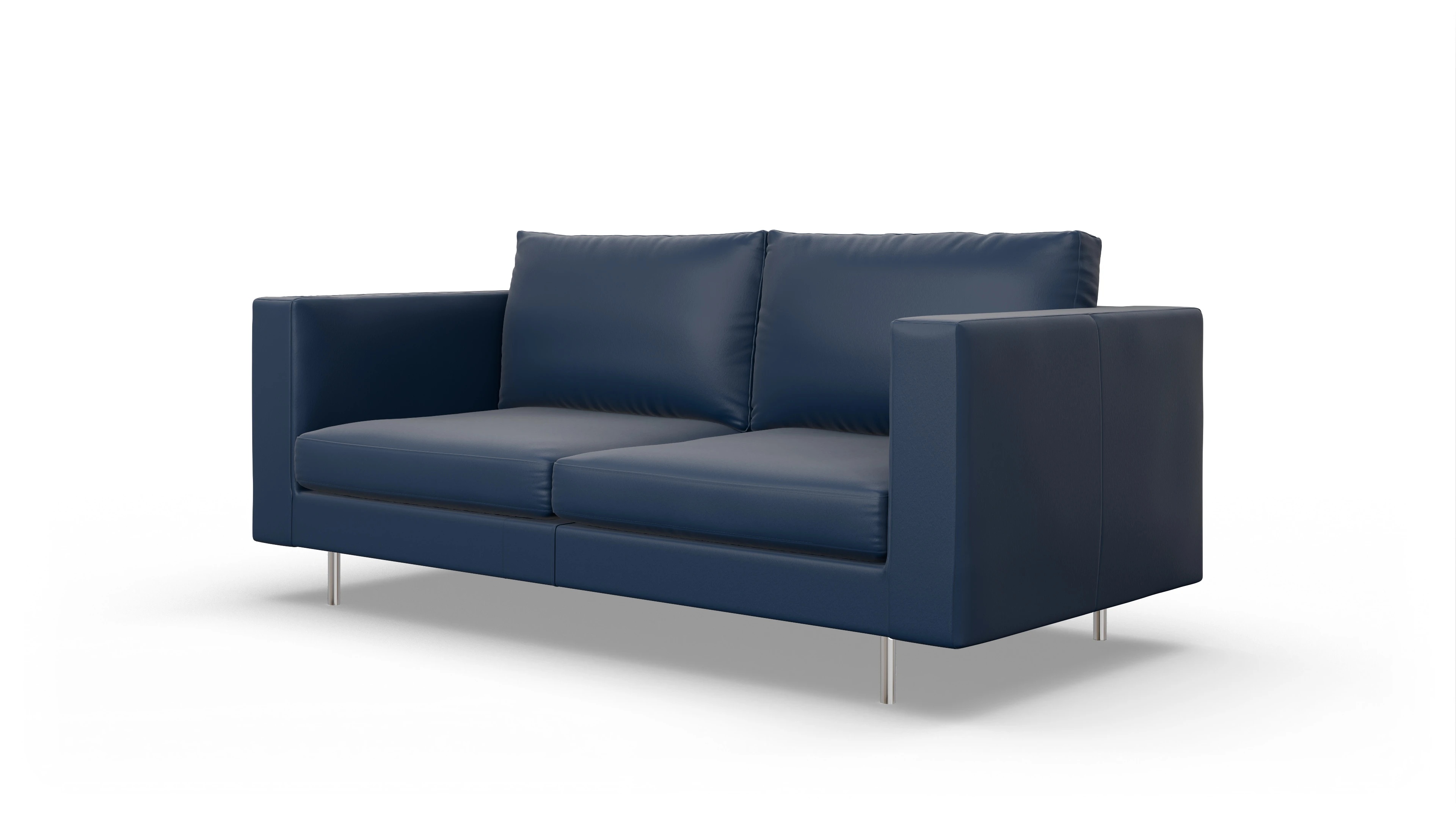 Design-Sofa Silea in Leder Ansicht des Produktes Silea 3-Sitzer in Leder blau