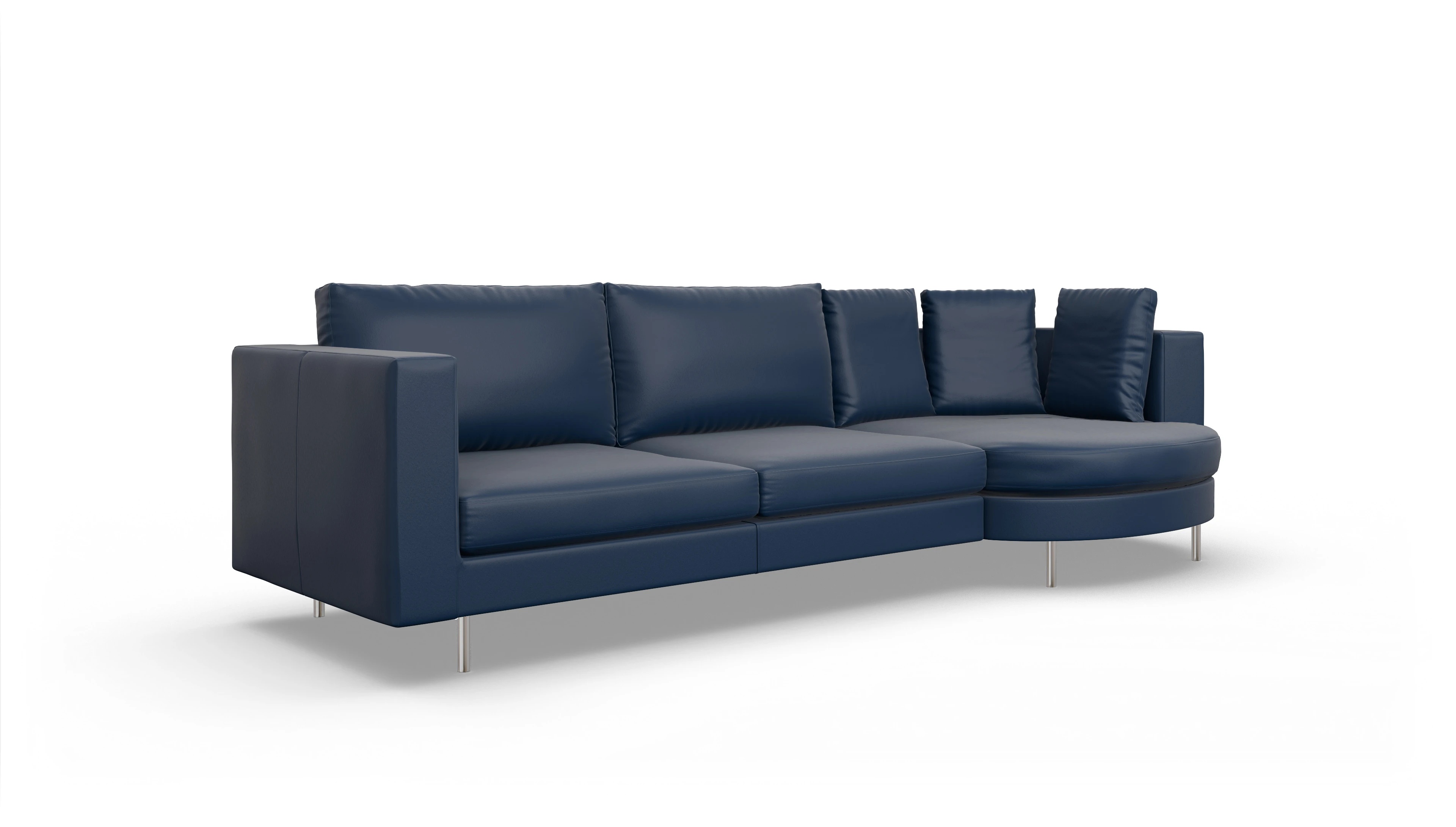 Ansicht des Produktes Silea Sofa mit Rec rechts in Leder blau