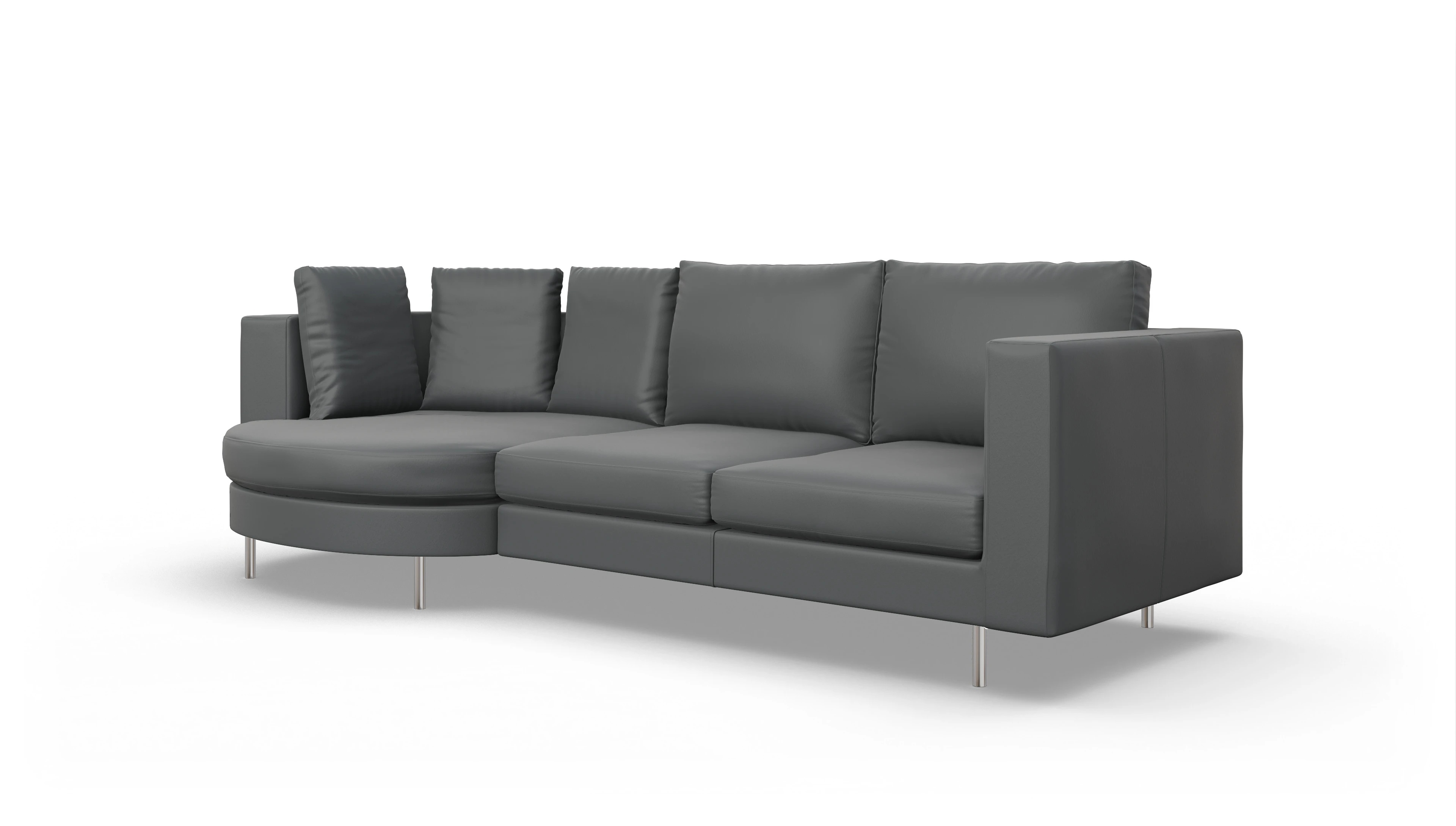 Ansicht des Produktes Silea Sofa mit Rec links in Leder grau