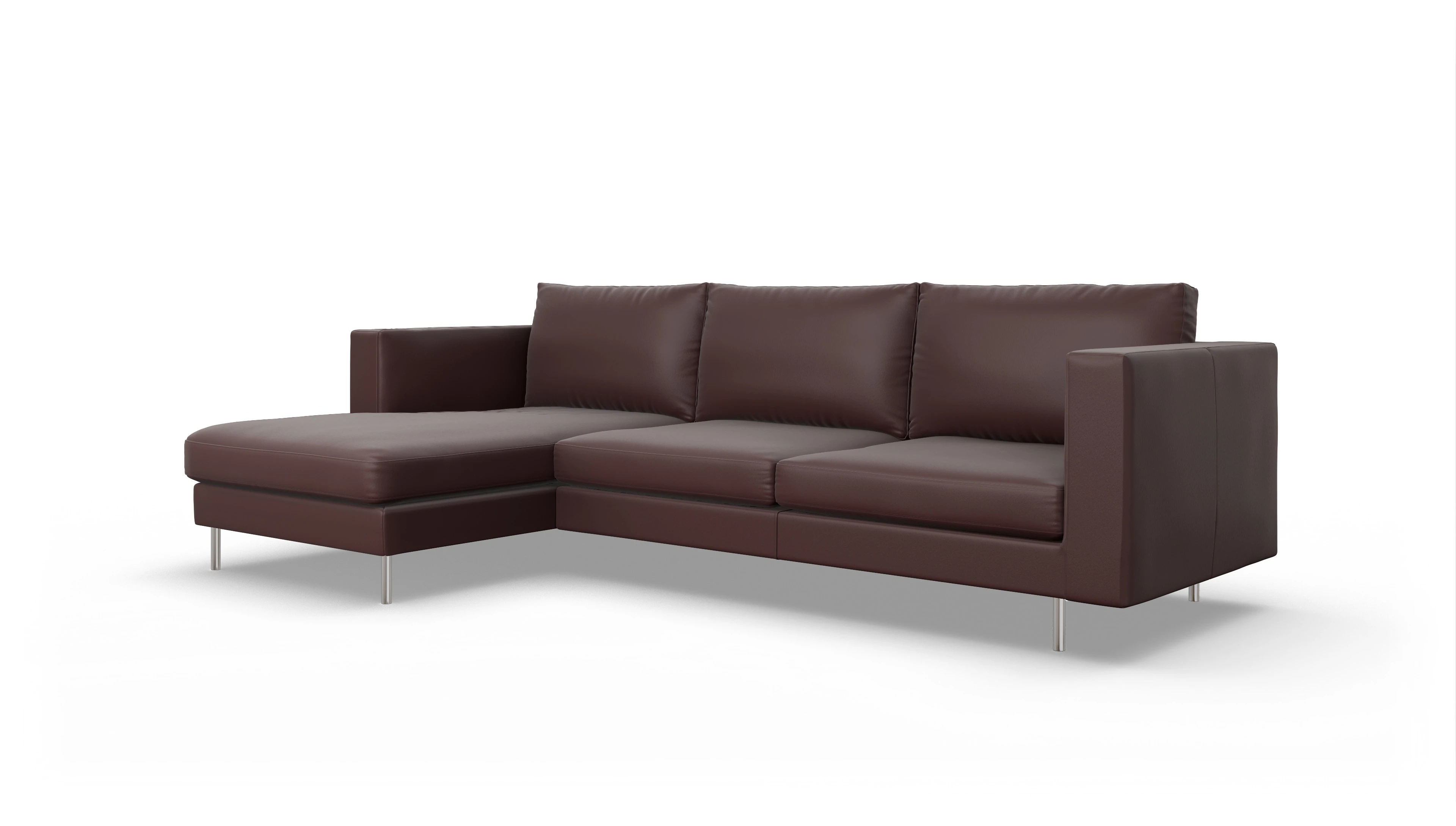 Ansicht des Produktes Silea Sofa mit Rec links in Leder rot
