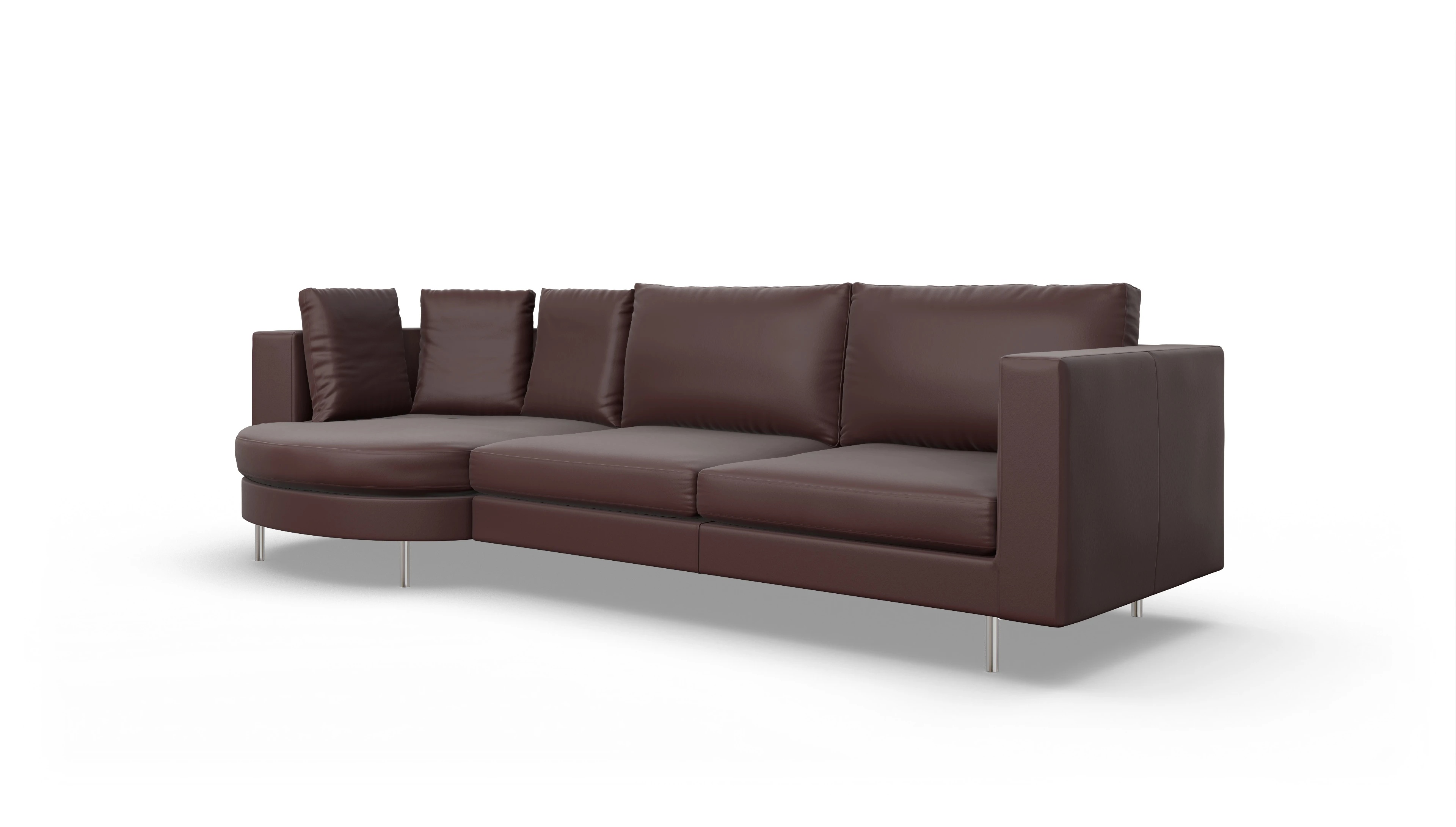 Ansicht des Produktes Silea Sofa mit Rec links in Leder rot