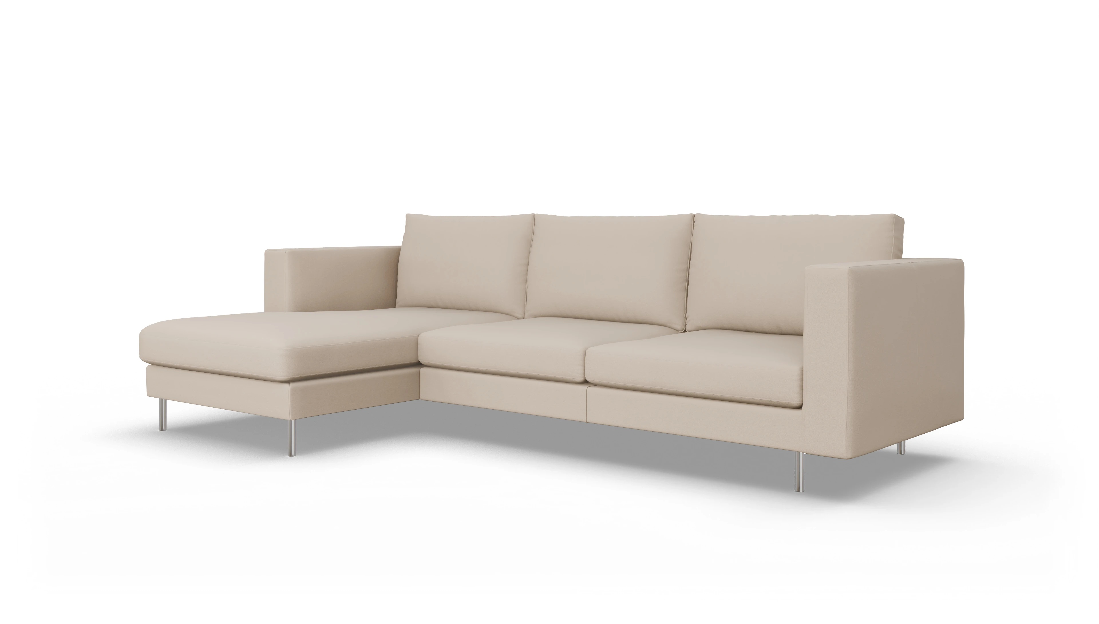 Design-Sofa Silea in Leder Ansicht des Produktes Silea Sofa mit Rec links in Leder beige