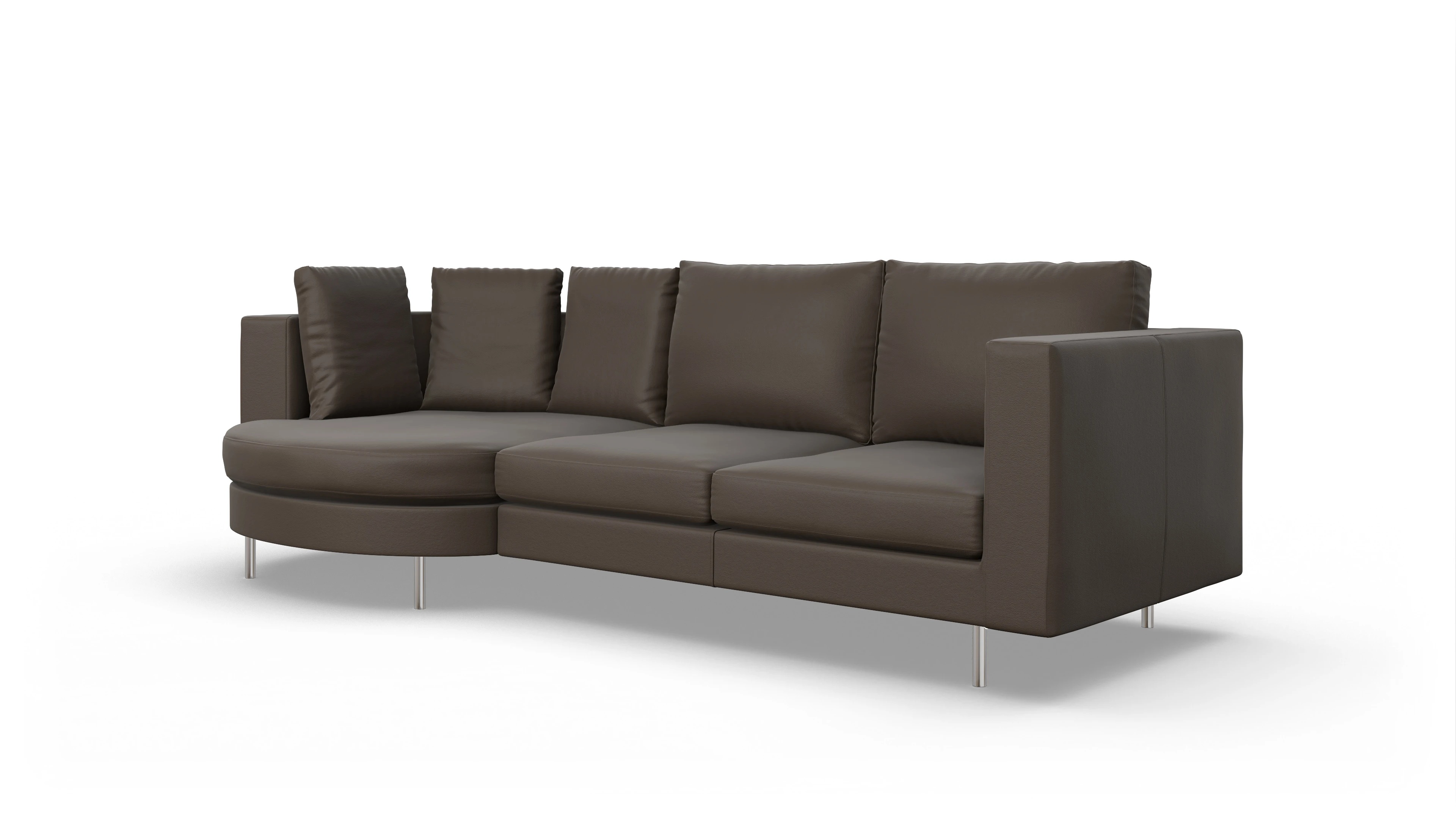 Ansicht des Produktes Silea Sofa mit Rec links in Leder braun