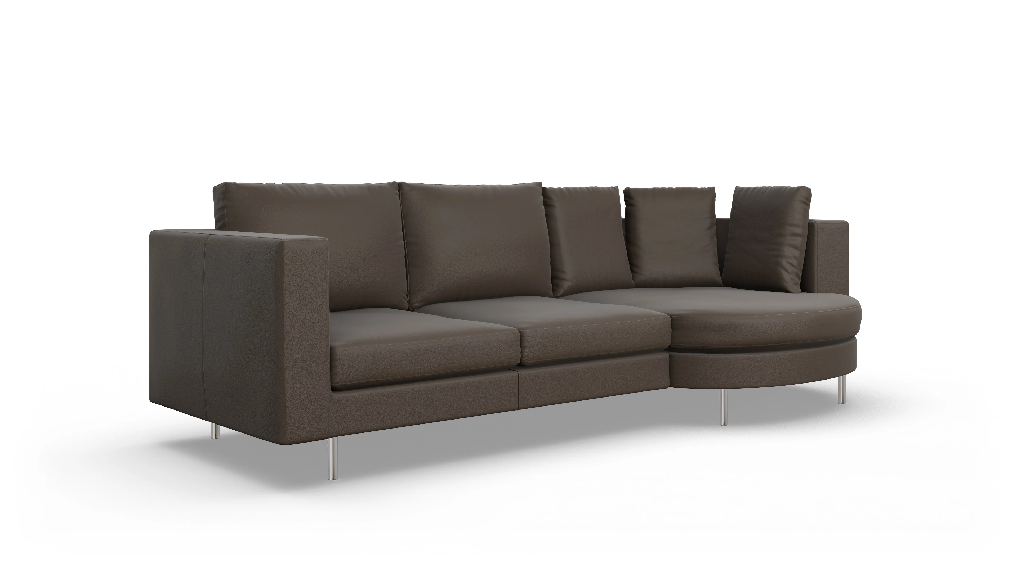 Ansicht des Produktes Silea Sofa mit Rec rechts in Leder braun