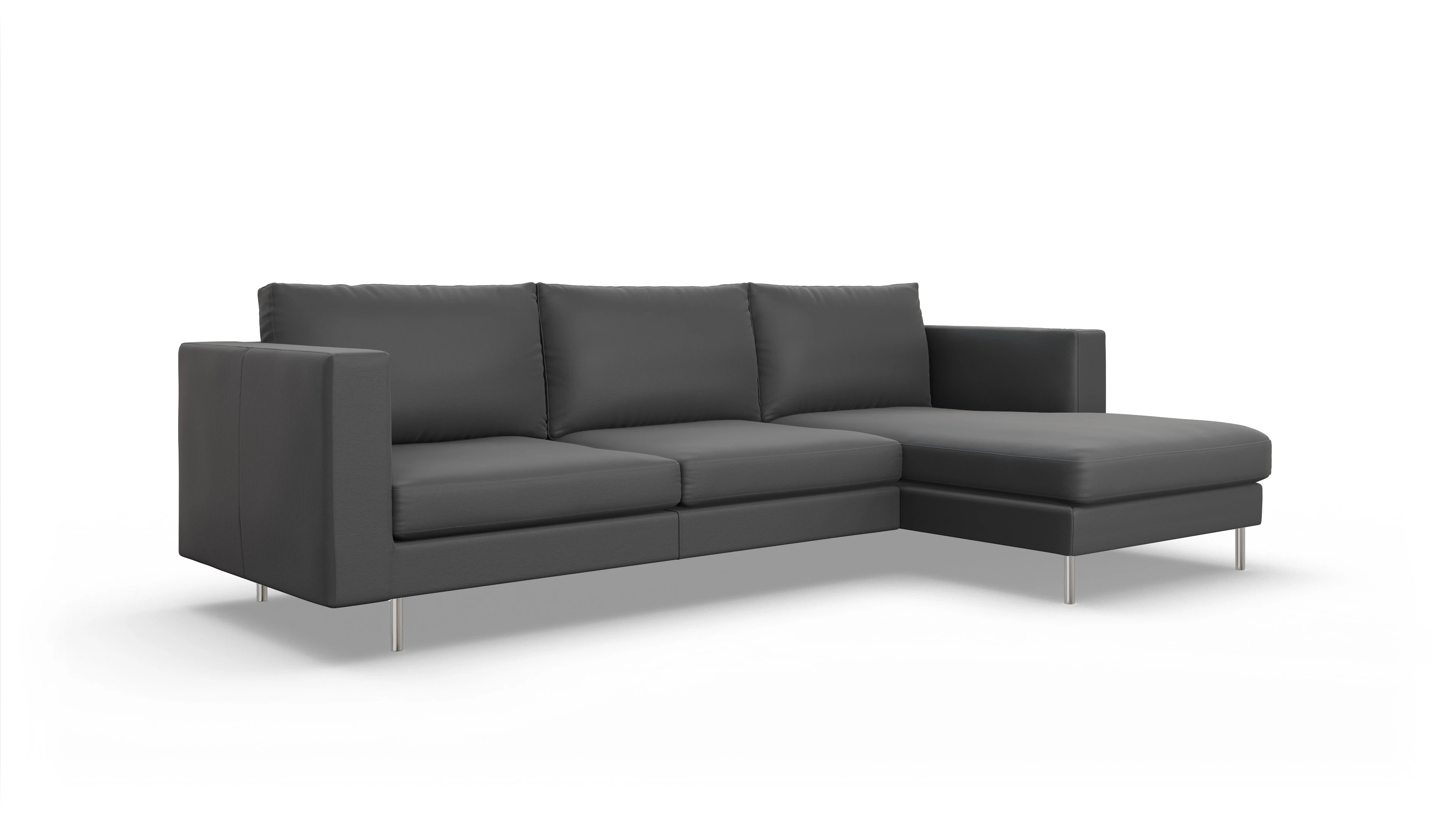 Ansicht des Produktes Silea Sofa mit Rec rechts in Leder schwarz