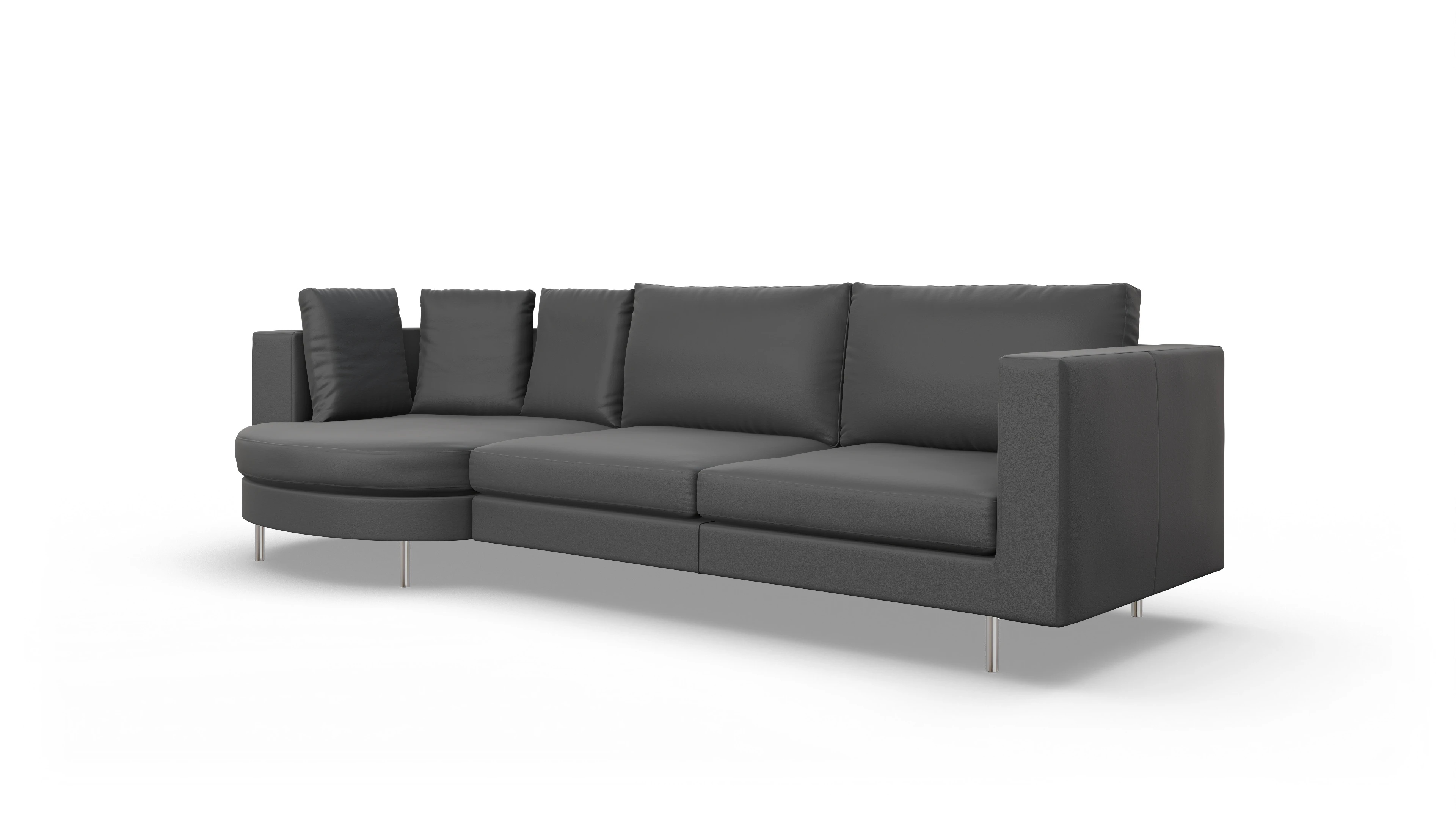 Ansicht des Produktes Silea Sofa mit Rec links in Leder schwarz
