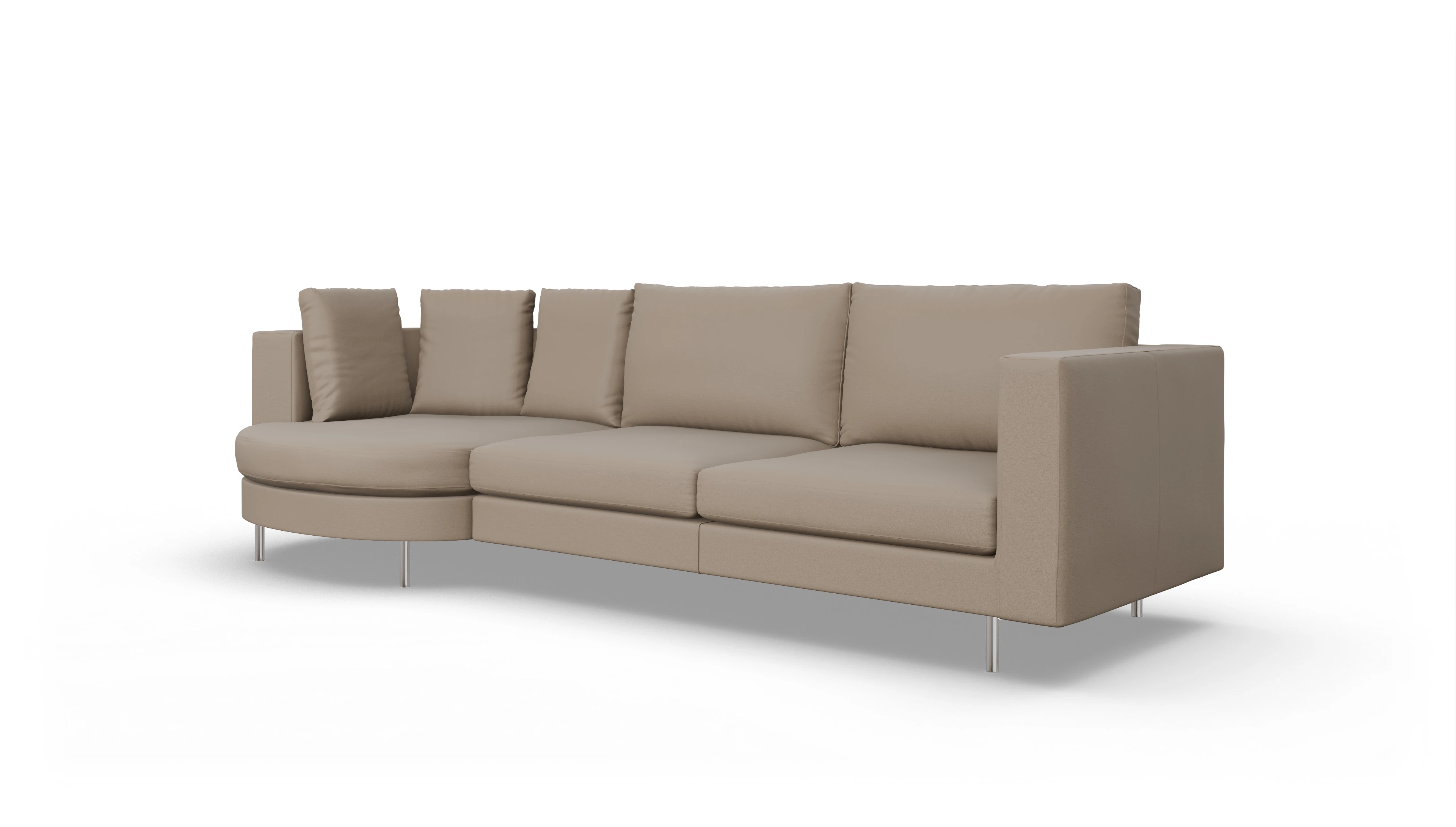 Design-Sofa Silea in Leder Ansicht des Produktes Silea Sofa mit Rec links in Leder beige