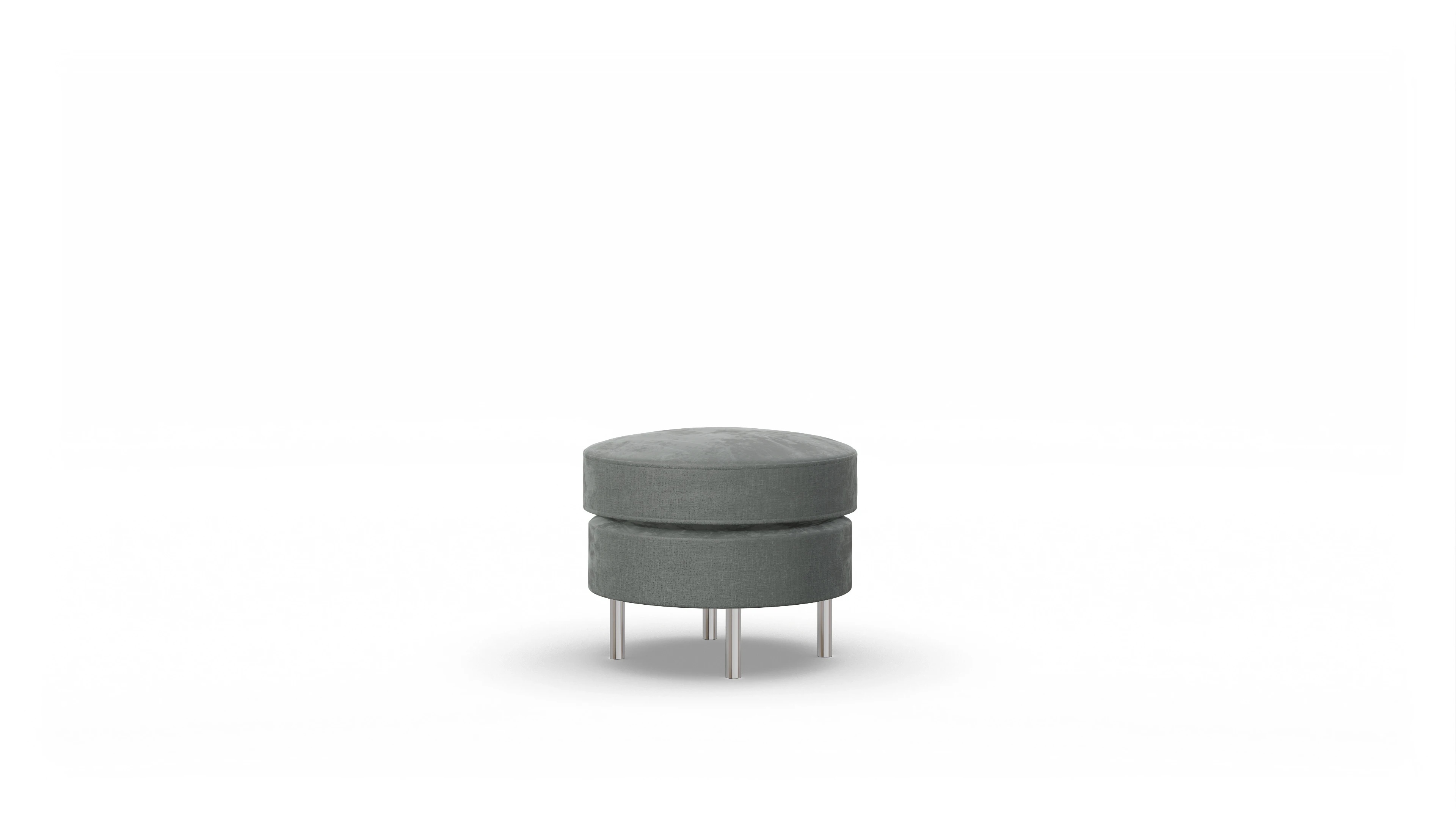Design-Hocker Silea Ansicht des Produktes Silea Hocker in Stoff grau