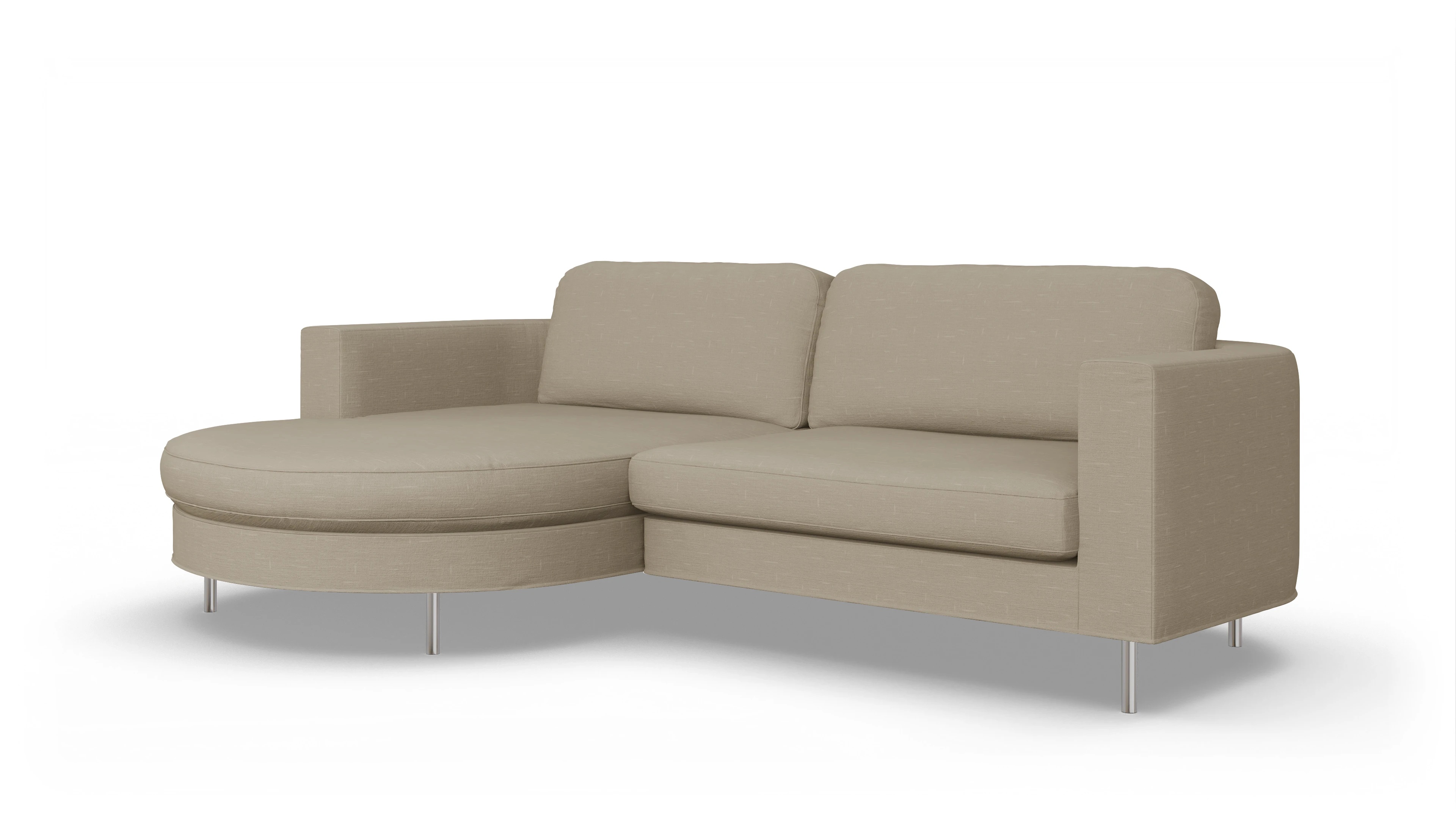 Designer-Stoffsofa Girando Ansicht des Produktes Girando Sofa mit Rec links in Stoff beige