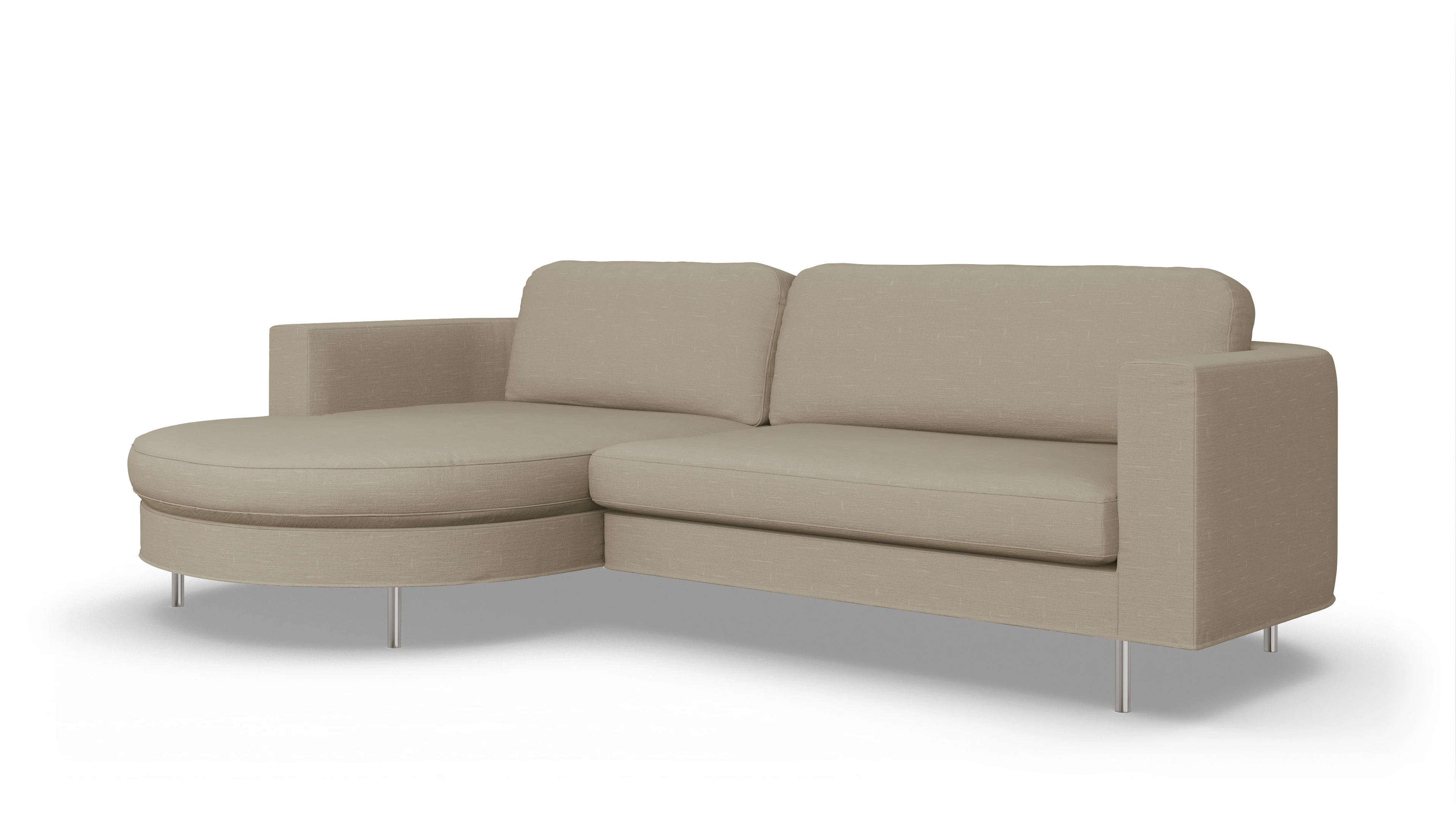 Designer-Stoffsofa Girando Ansicht des Produktes Girando Sofa mit Rec links in Stoff beige