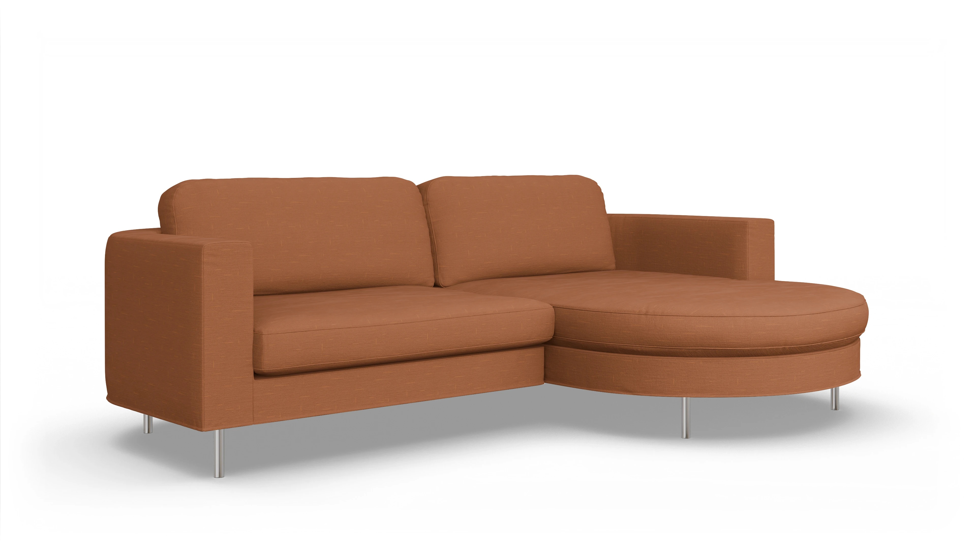 Ansicht des Produktes Girando Sofa mit Rec rechts in Stoff orange
