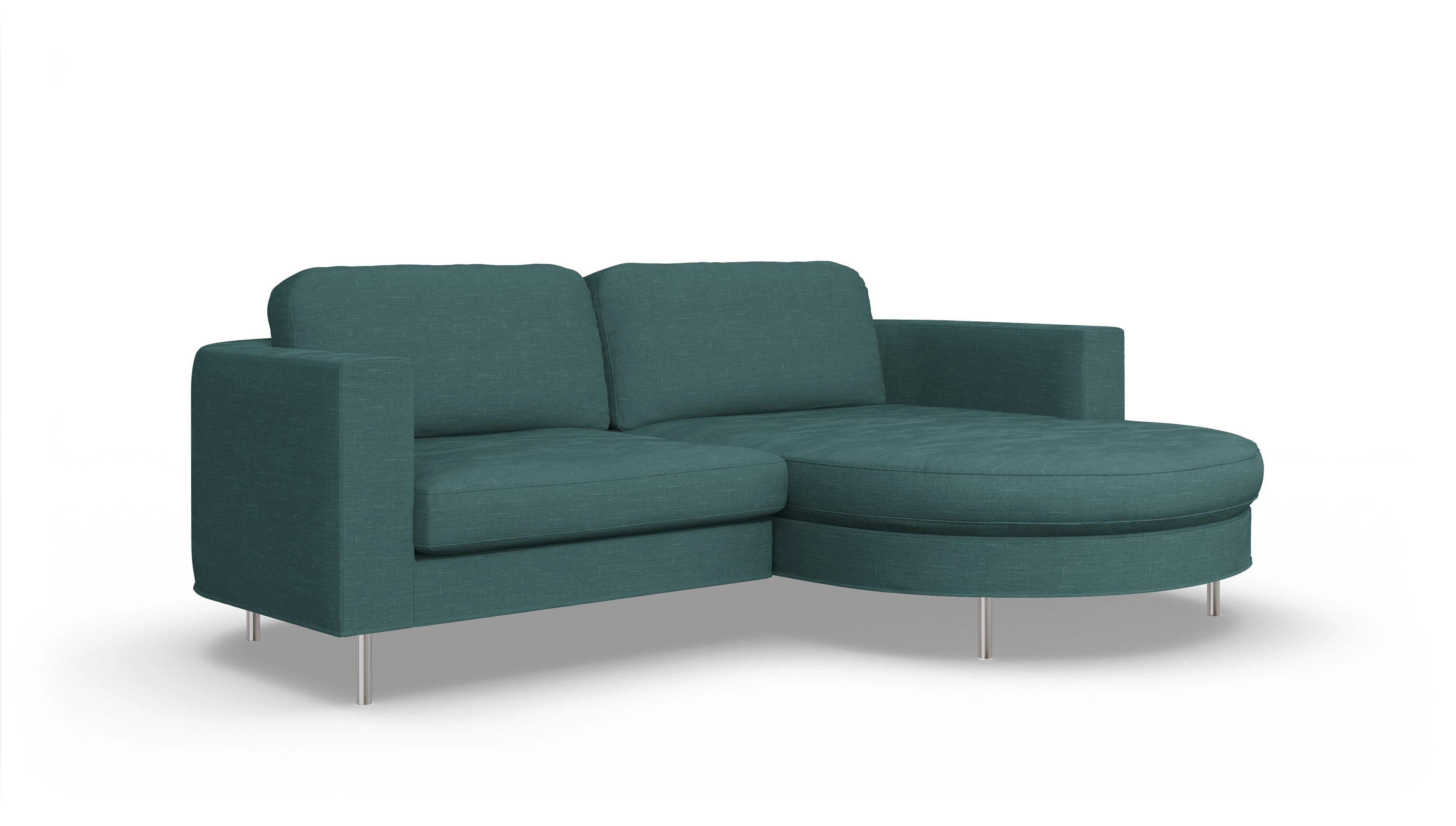 Designer-Stoffsofa Girando Ansicht des Produktes Girando Sofa mit Rec rechts in Stoff grün
