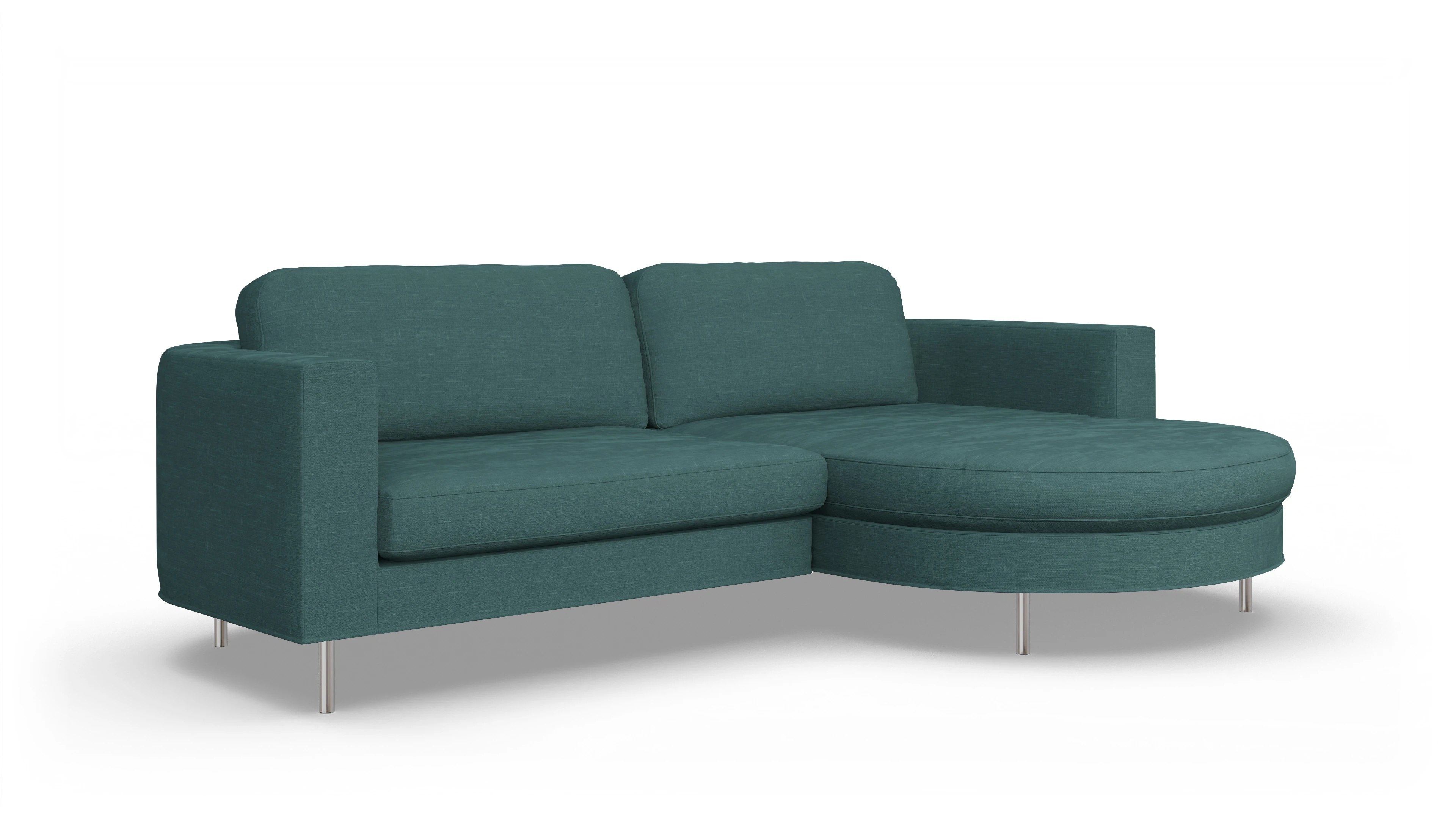 Designer-Stoffsofa Girando Ansicht des Produktes Girando Sofa mit Rec rechts in Stoff grün