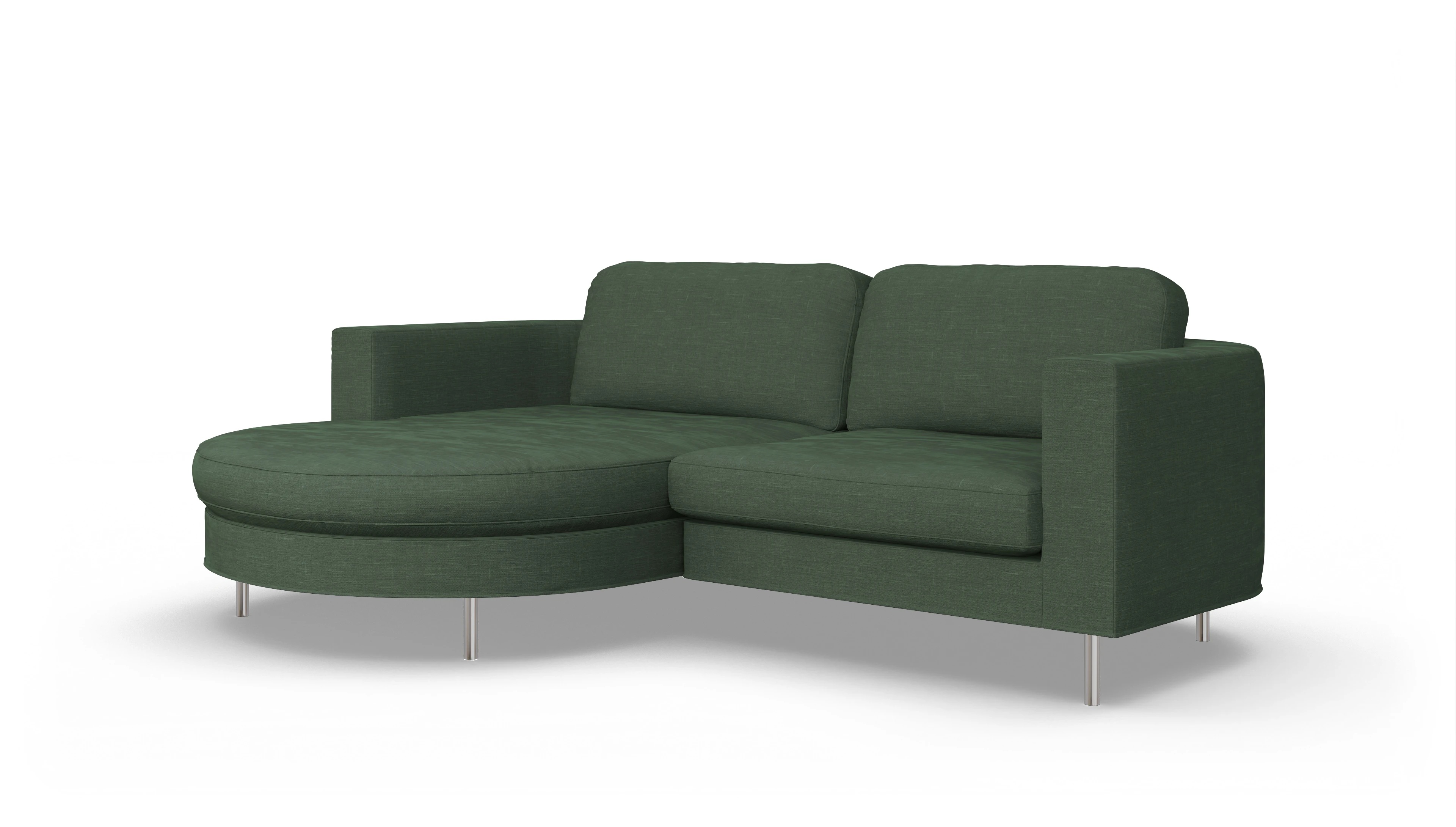 Designer-Stoffsofa Girando Ansicht des Produktes Girando Sofa mit Rec links in Stoff grün