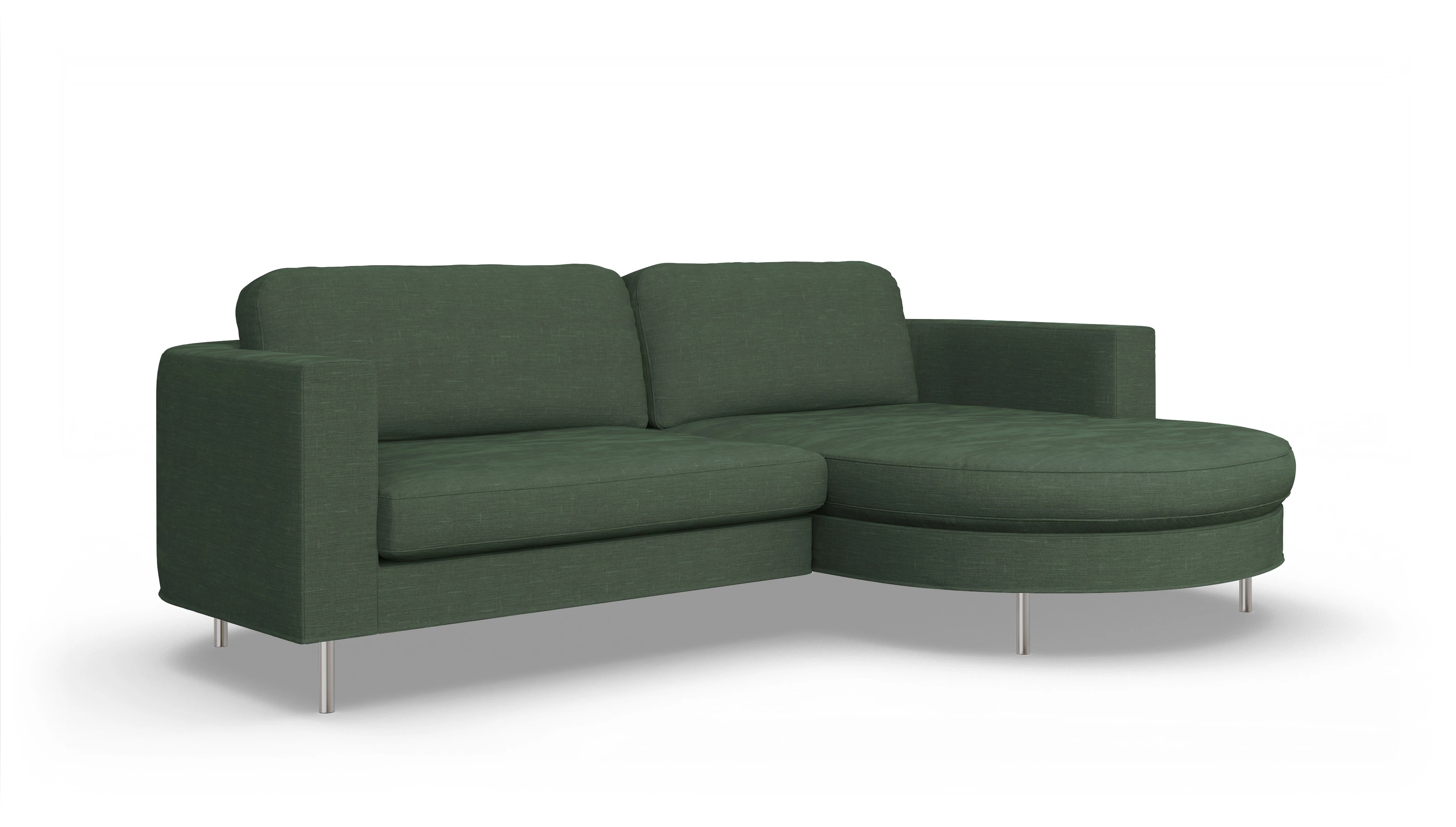 Designer-Stoffsofa Girando Ansicht des Produktes Girando Sofa mit Rec rechts in Stoff grün