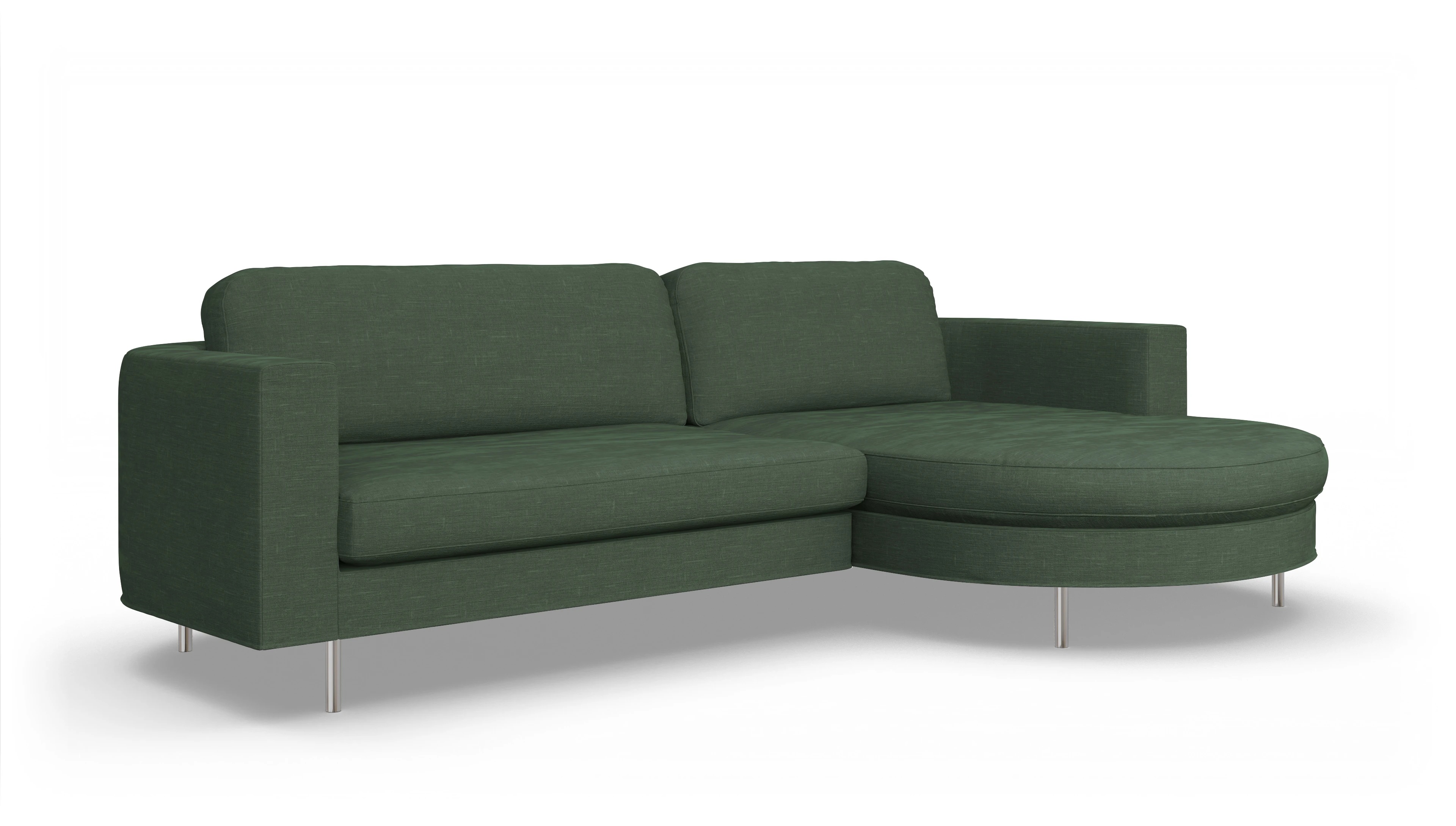 Designer-Stoffsofa Girando Ansicht des Produktes Girando Sofa mit Rec rechts in Stoff grün