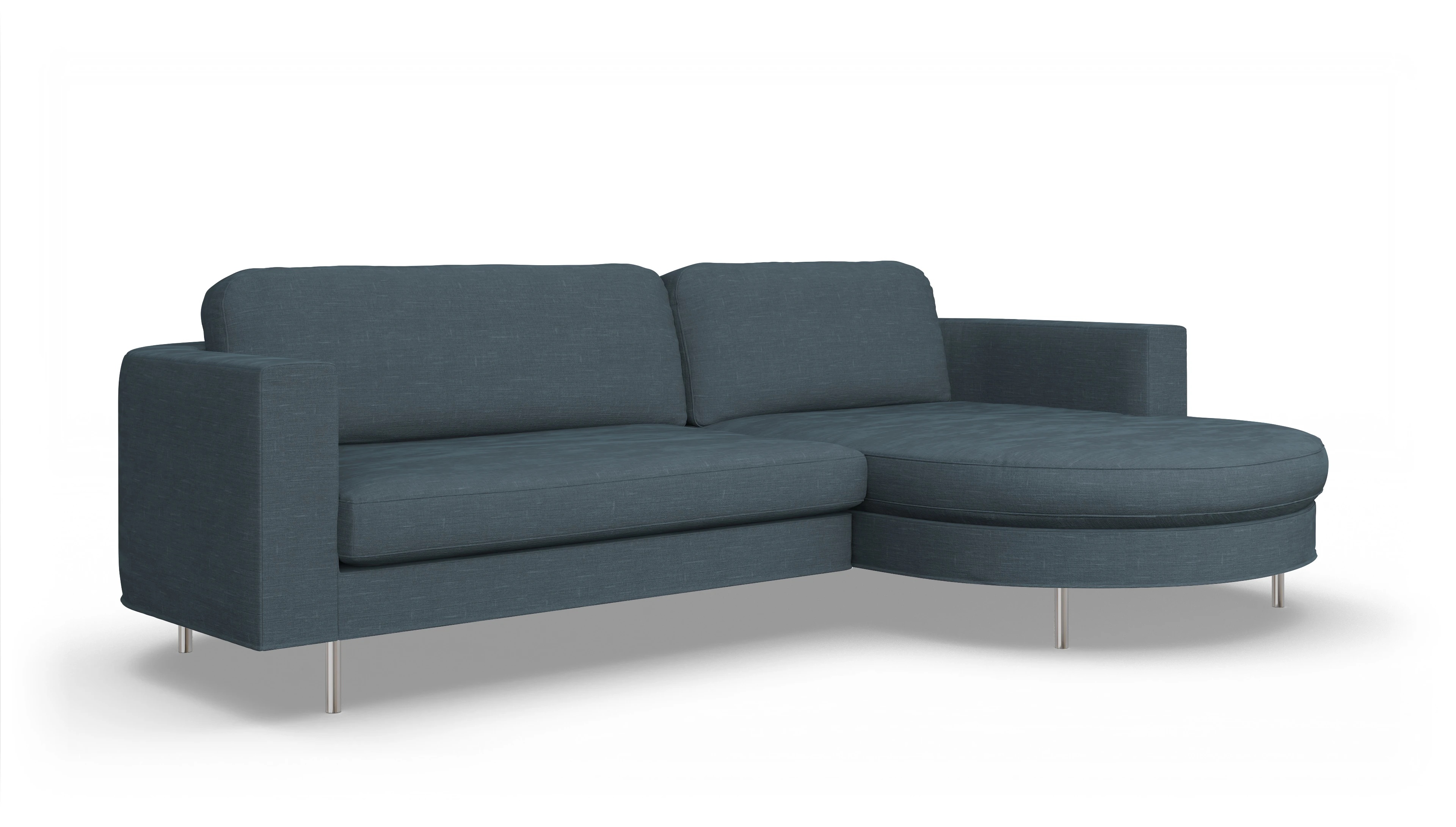 Designer-Stoffsofa Girando Ansicht des Produktes Girando Sofa mit Rec rechts in Stoff blau