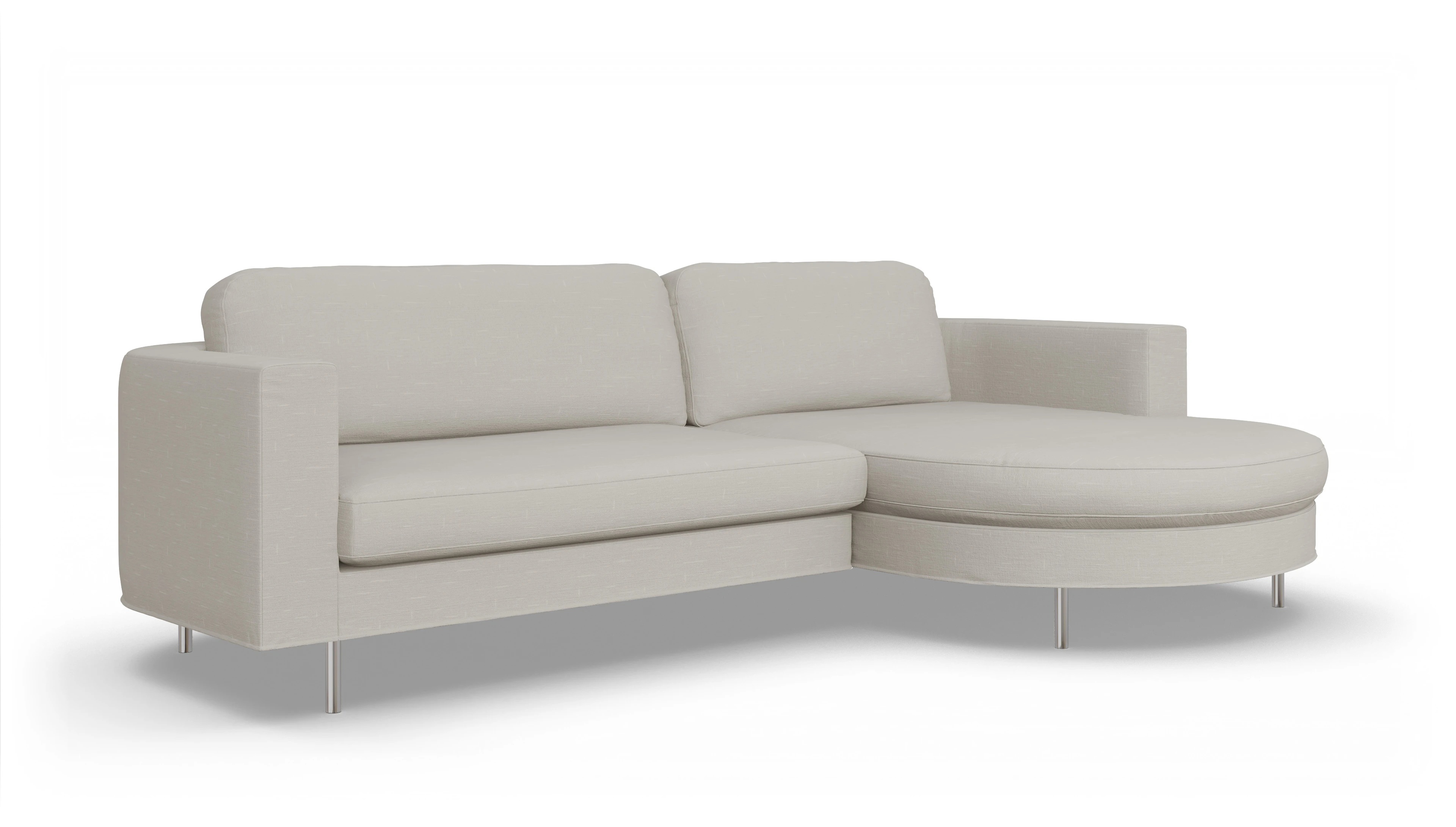 Designer-Stoffsofa Girando Ansicht des Produktes Girando Sofa mit Rec rechts in Stoff weiß