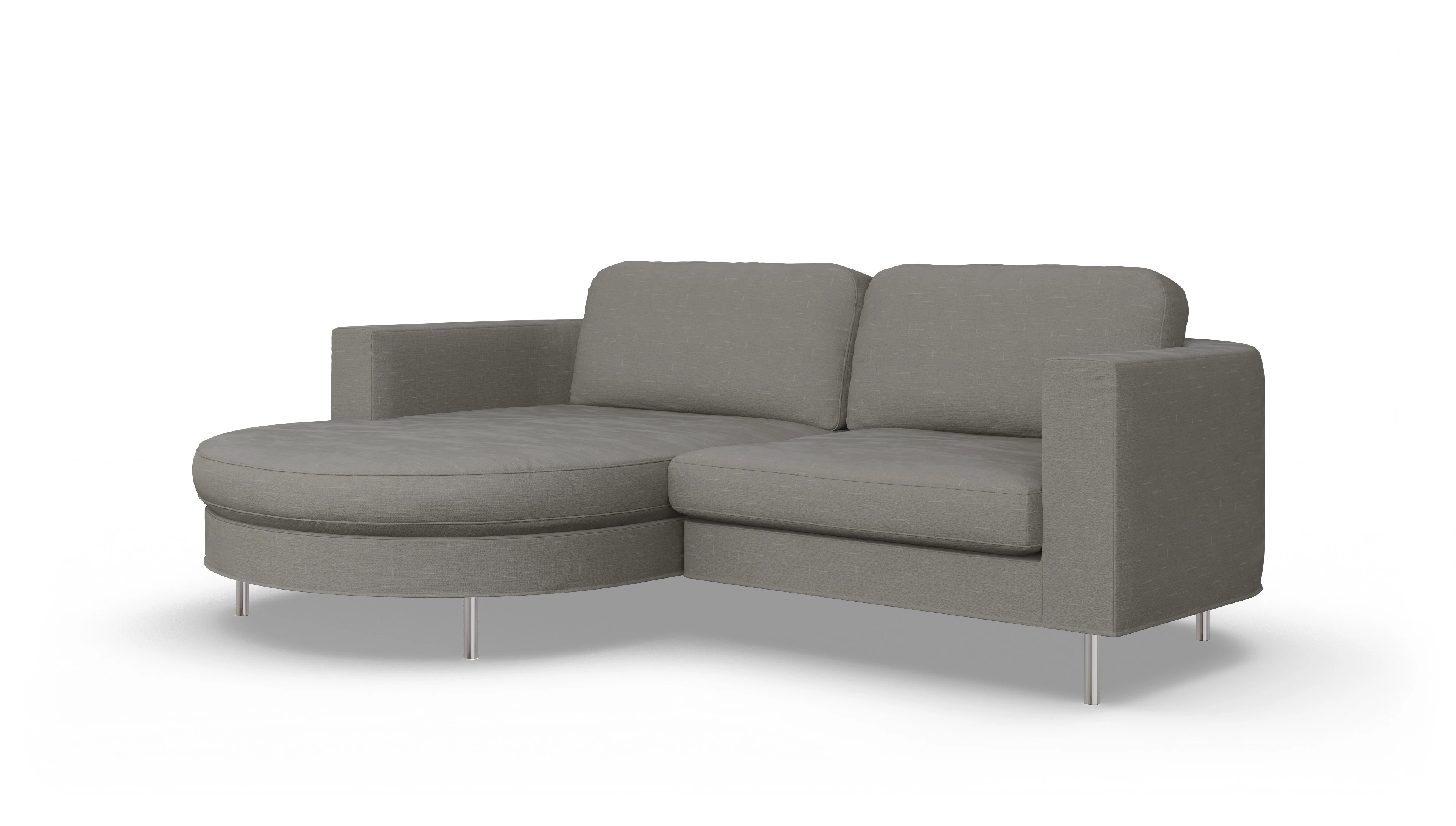 Designer-Stoffsofa Girando Ansicht des Produktes Girando Sofa mit Rec links in Stoff grau