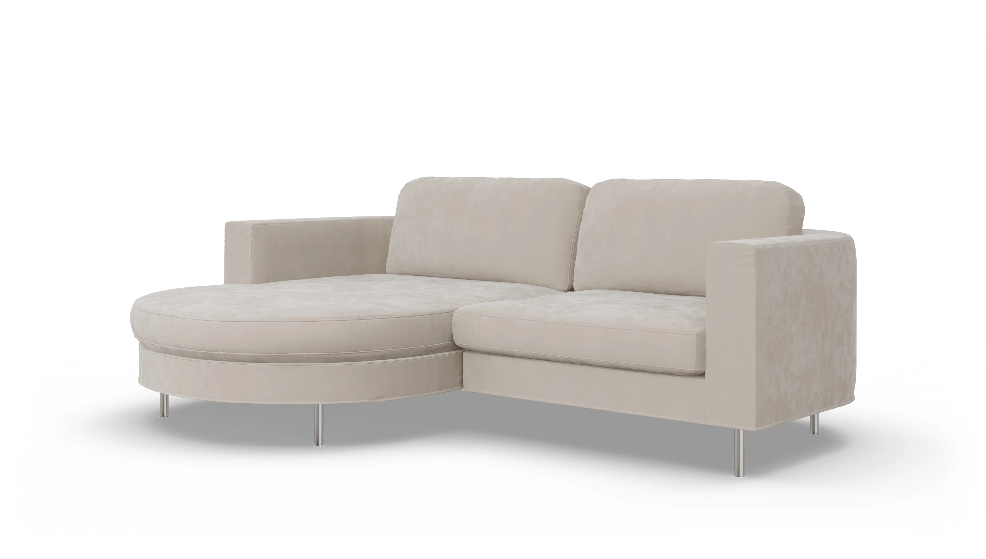 Ansicht des Produktes Girando Sofa mit Rec links in Samt weiß
