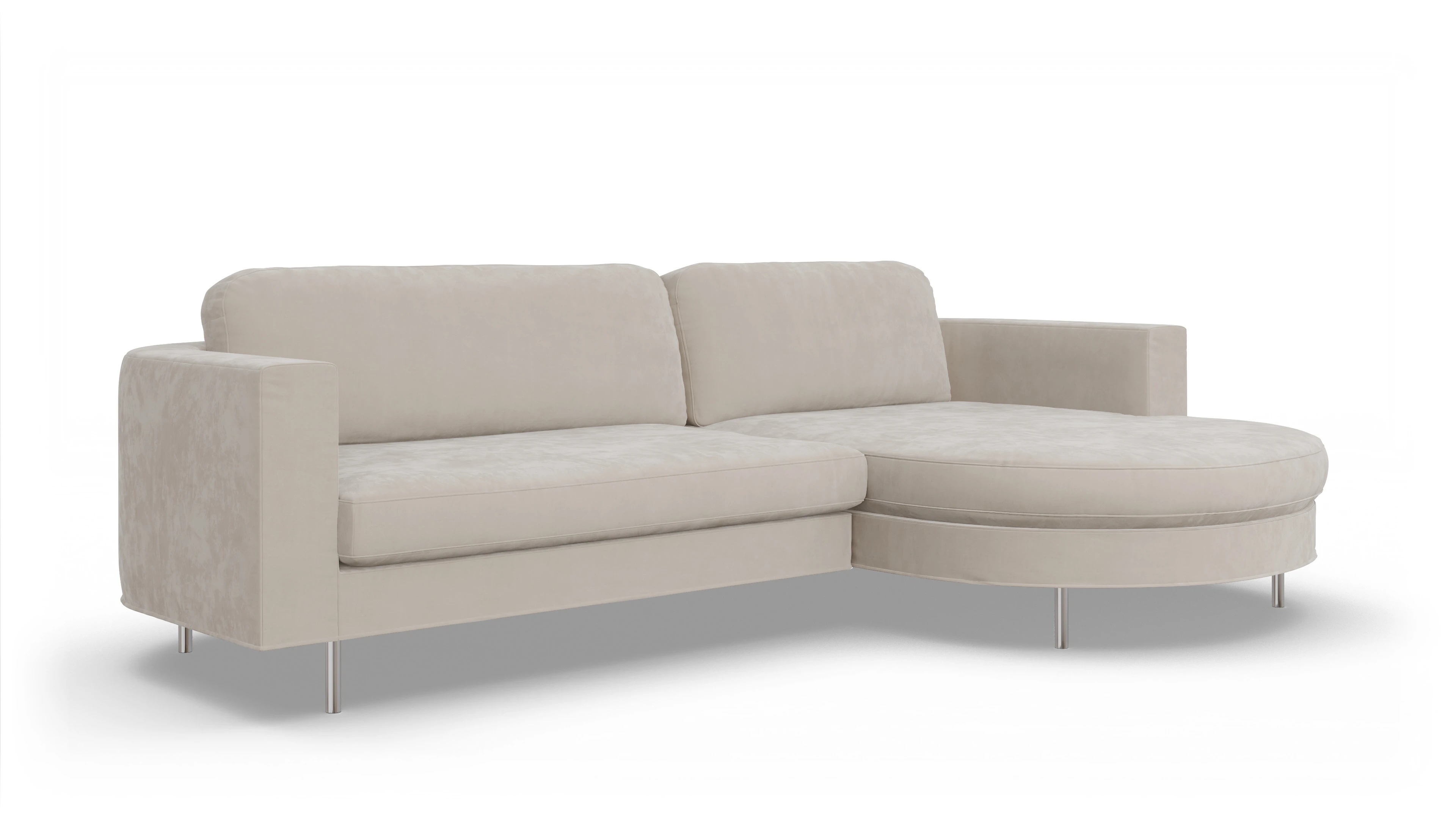Ansicht des Produktes Girando Sofa mit Rec rechts in Samt weiß