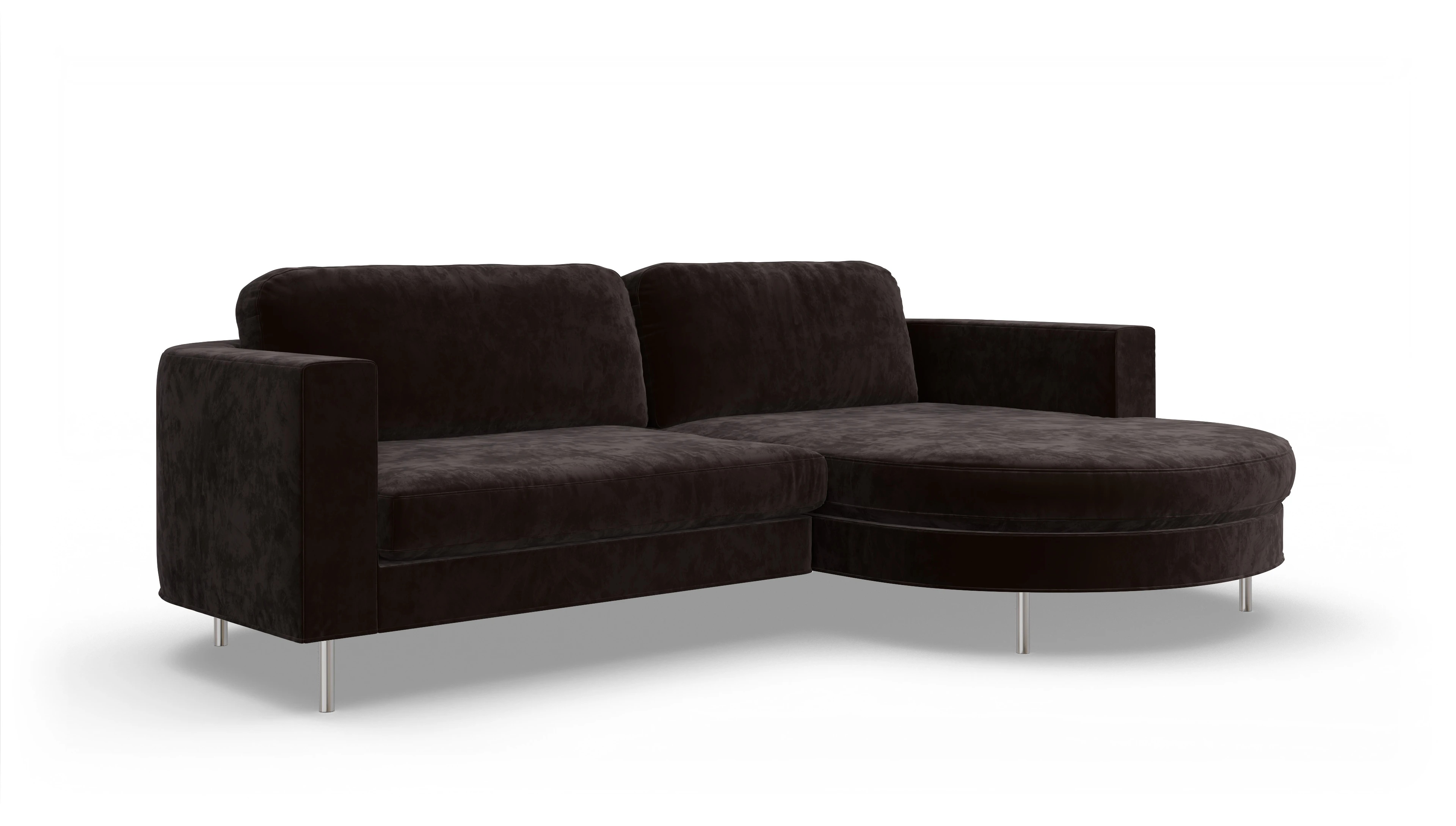 Ansicht des Produktes Girando Sofa mit Rec rechts in Samt braun