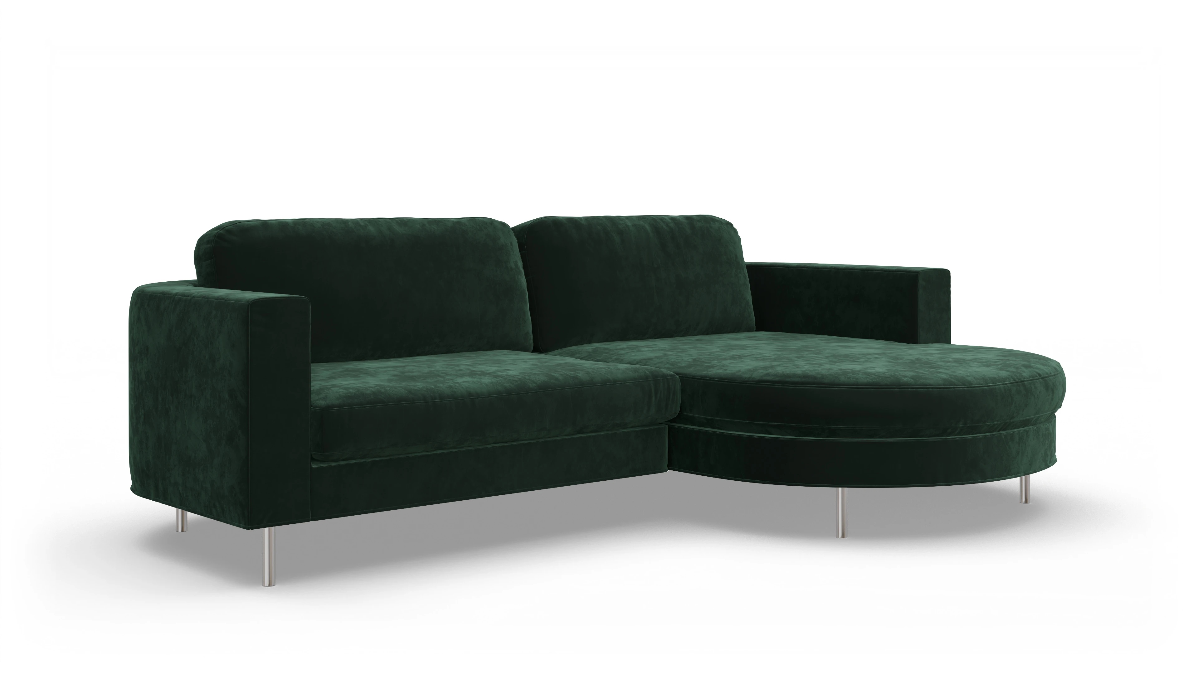 Designer-Stoffsofa Girando Ansicht des Produktes Girando Sofa mit Rec rechts in Samt grün