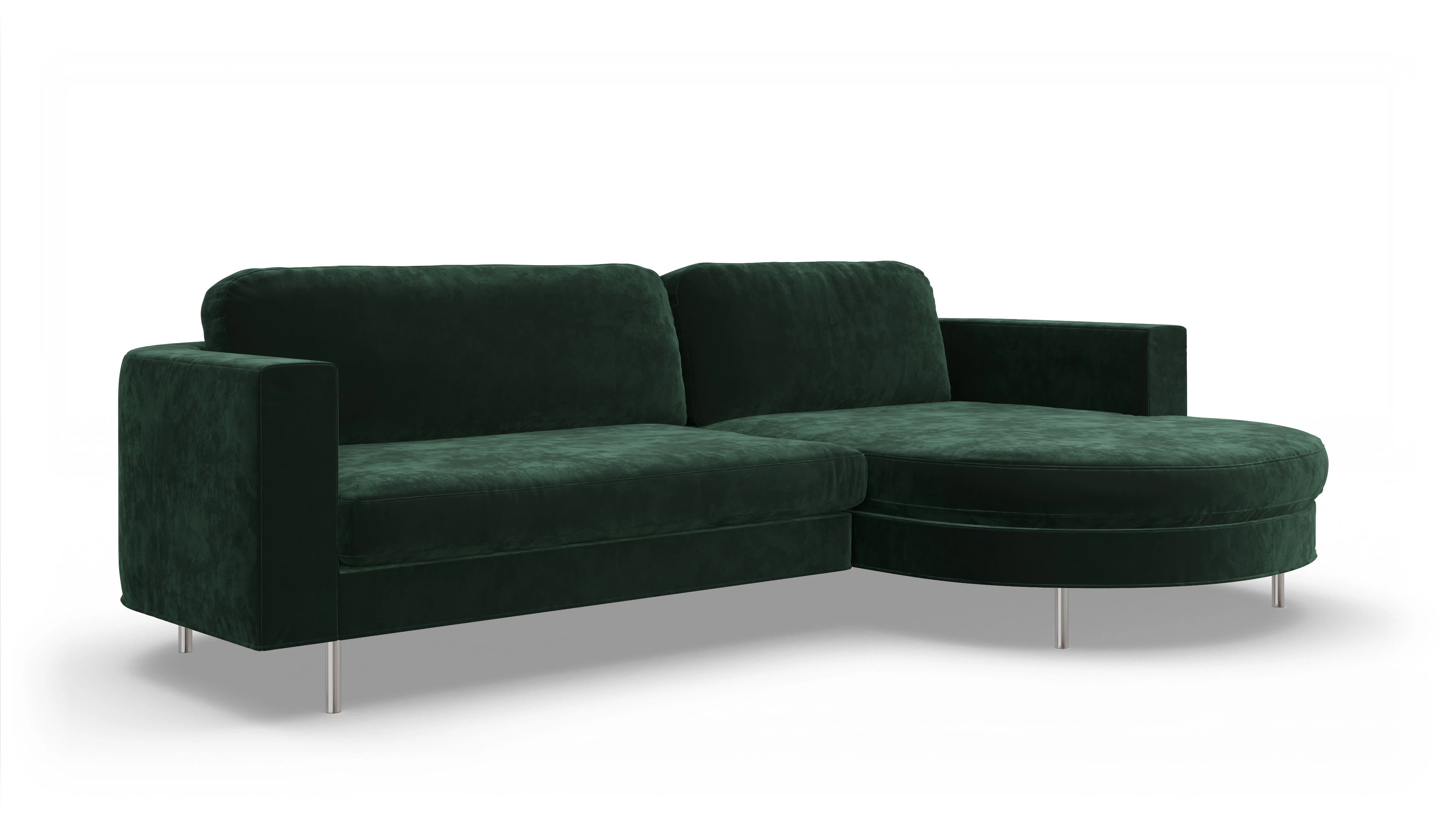 Designer-Stoffsofa Girando Ansicht des Produktes Girando Sofa mit Rec rechts in Samt grün