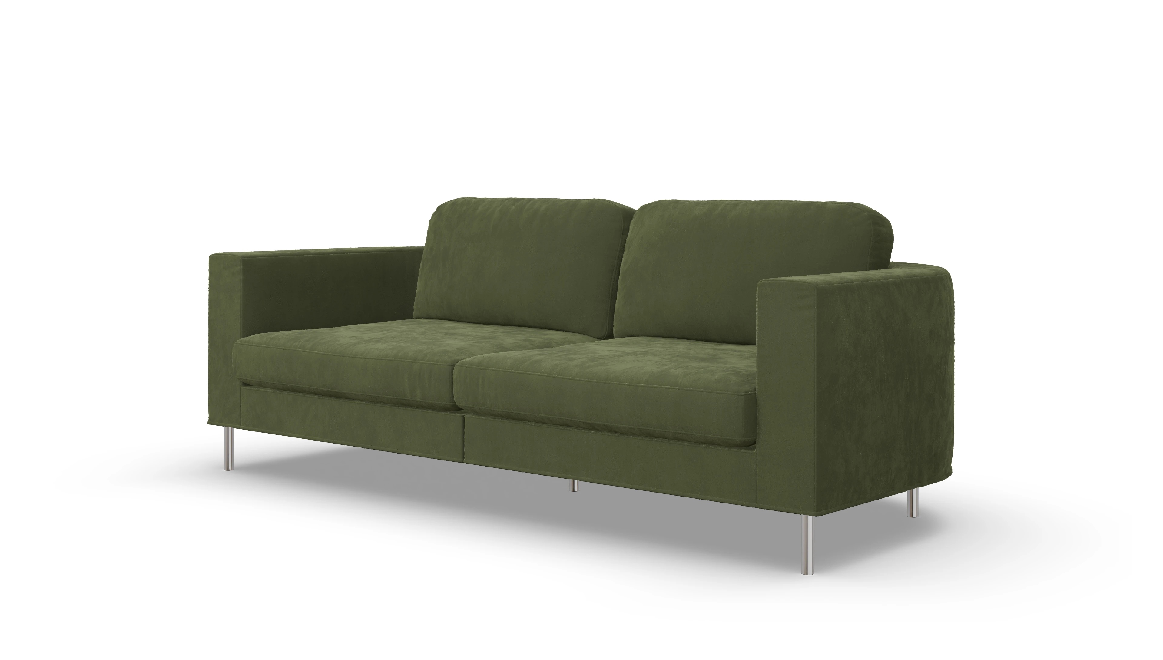 Designer-Stoffsofa Girando Ansicht des Produktes Girando 3-Sitzer in Samt grün