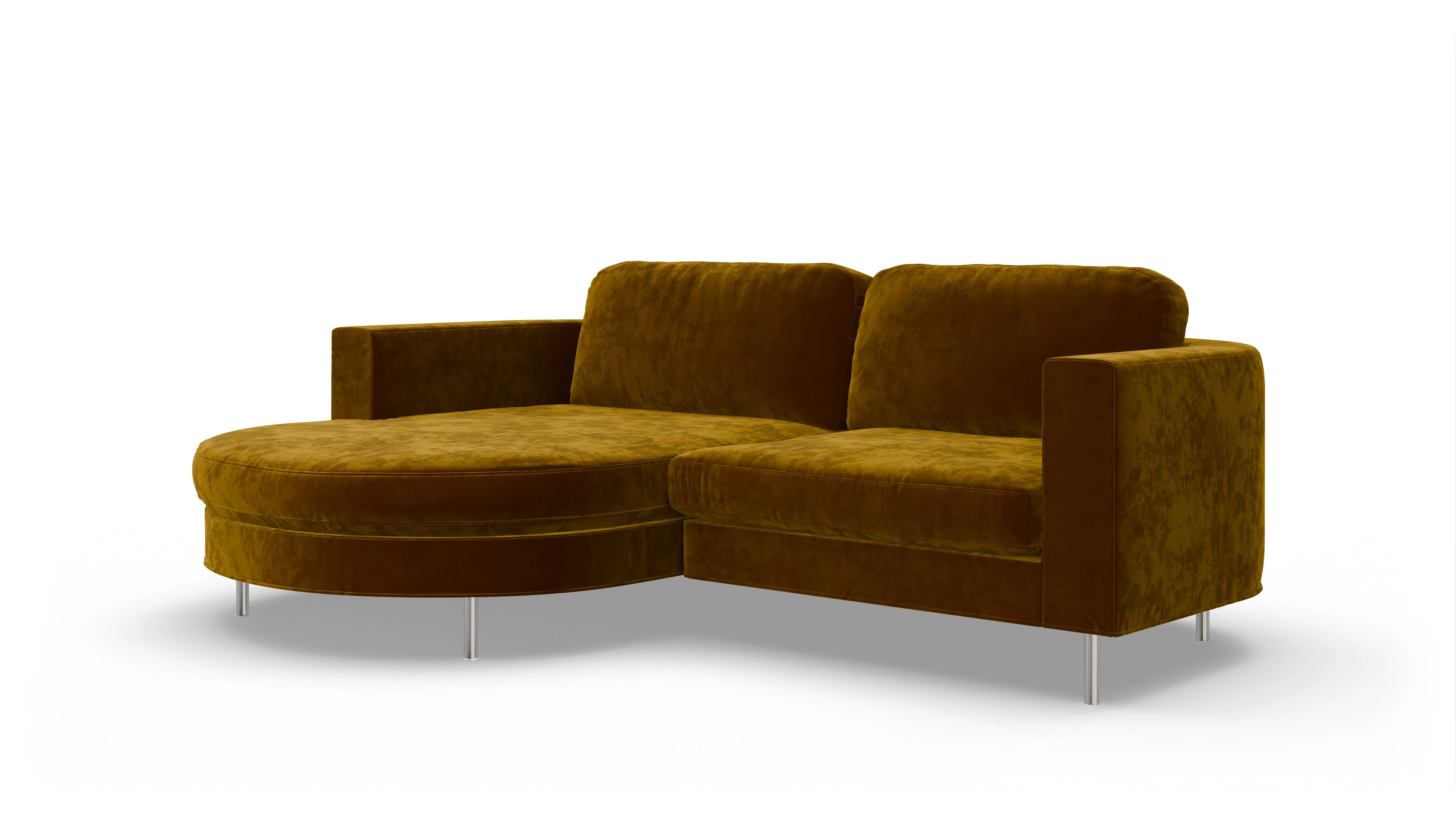 Designer-Stoffsofa Girando Ansicht des Produktes Girando Sofa mit Rec links in Samt gelb